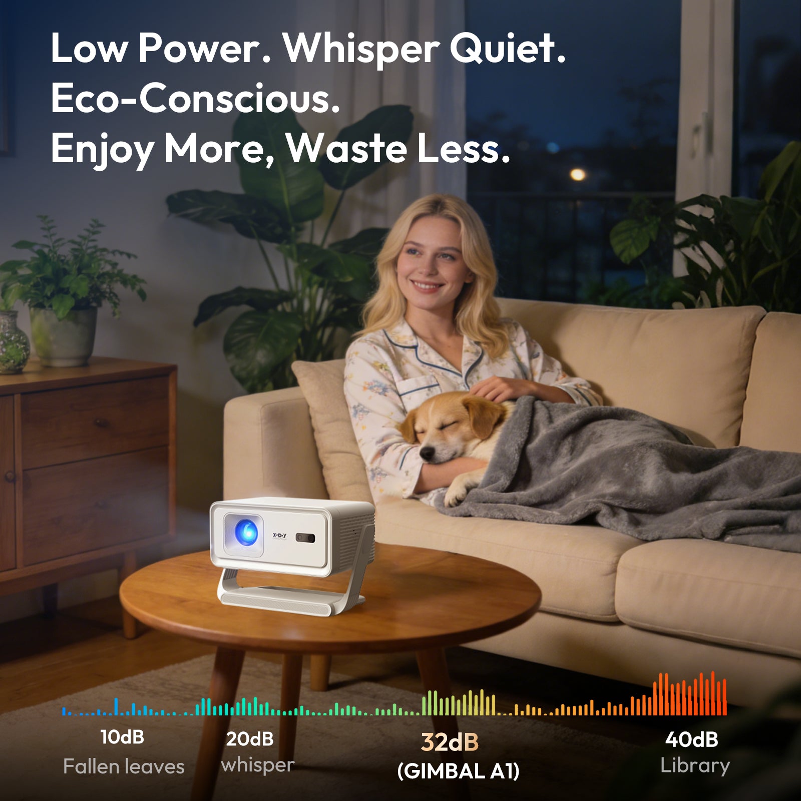 XGODY Gimbal A1 Smart Projector - Android 14, WiFi 6, Bluetooth 5.4 | Auto Focus & 6D Auto Keystone | 4K Supported 1080P Portable Movie Projector