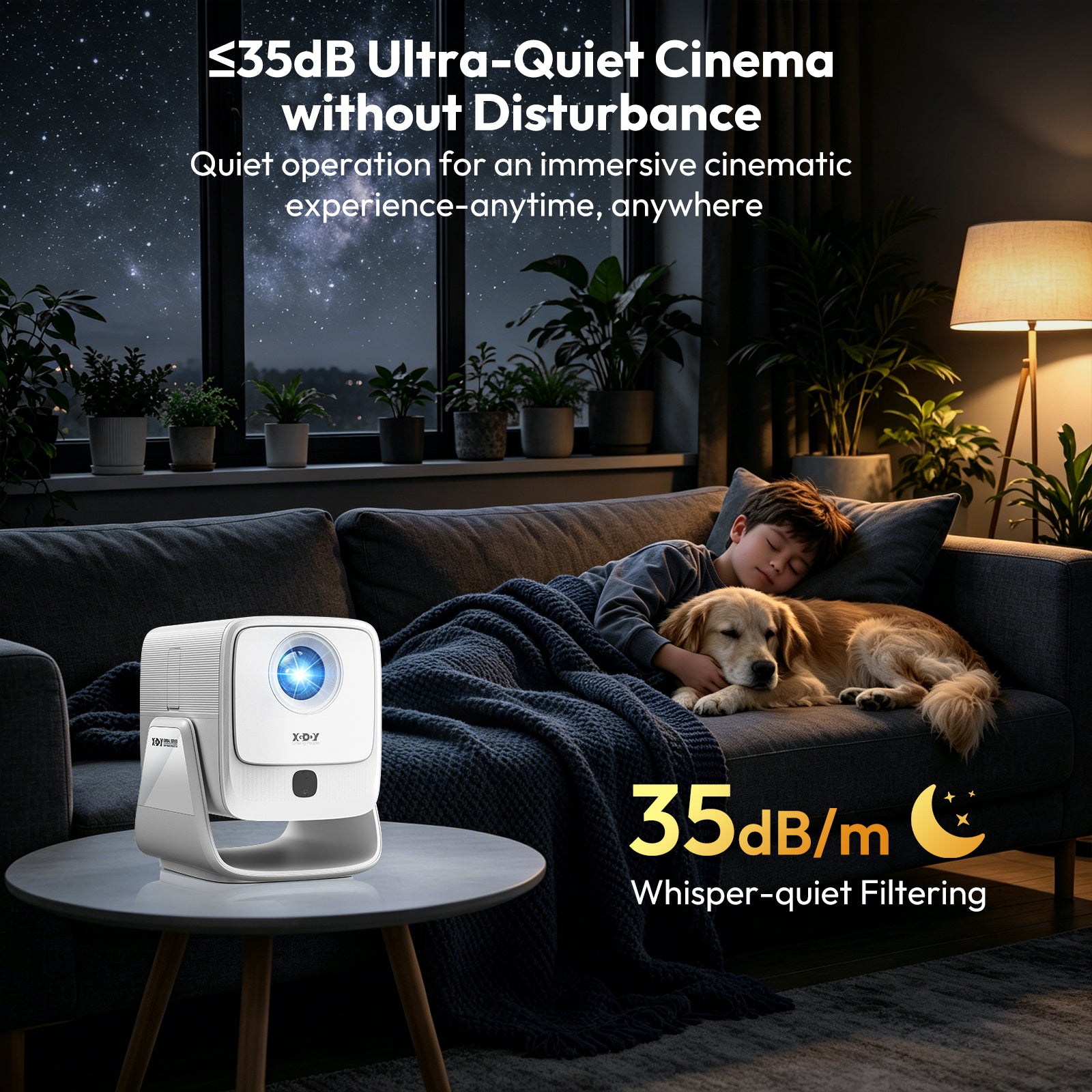 Gimbal A7 Portable Projector Android 14 With Native 1080P 8K Decoding 16GB 90° Rotation