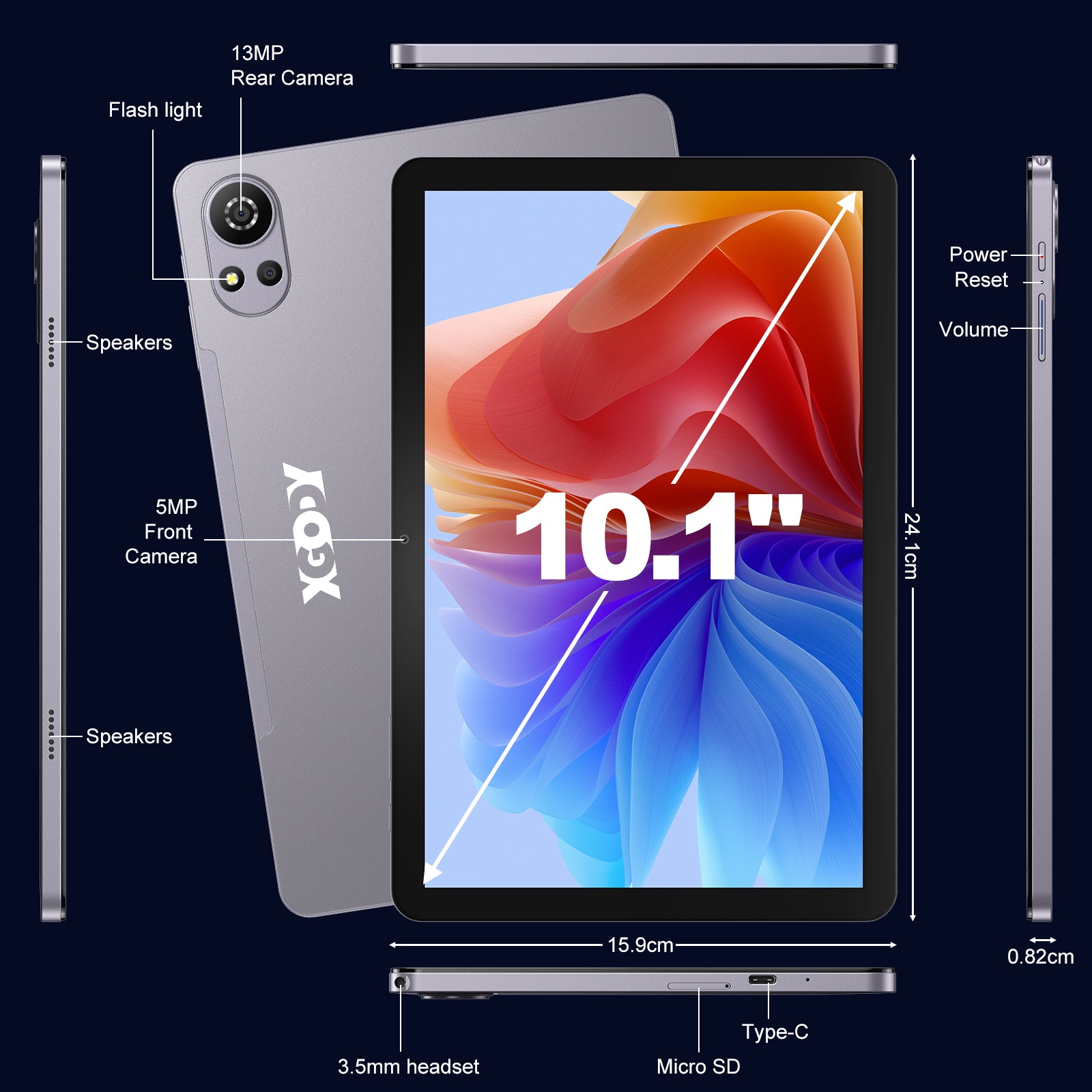 XGODY N05 Pro Android 16 Tablet 10.1" 24GB RAM 256GB ROM 2SIM 8000mAh Widevine L1 2-in-1 Tablet PC – Support 4G LTE