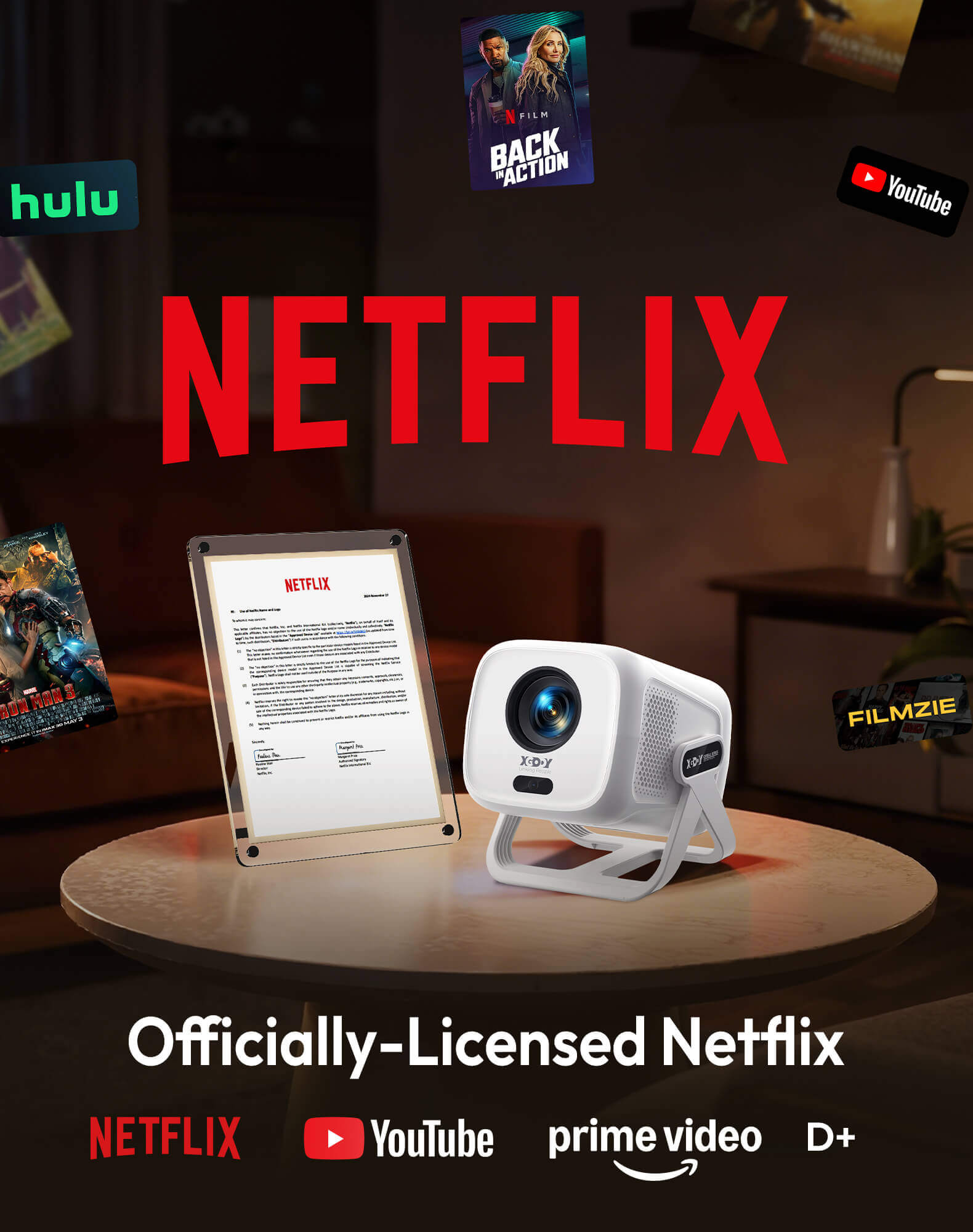 Gimbal N5 Portable Projector Smart OS With Native 1080P WiFi 6 & Bluetooth 5.4 For Home Theater