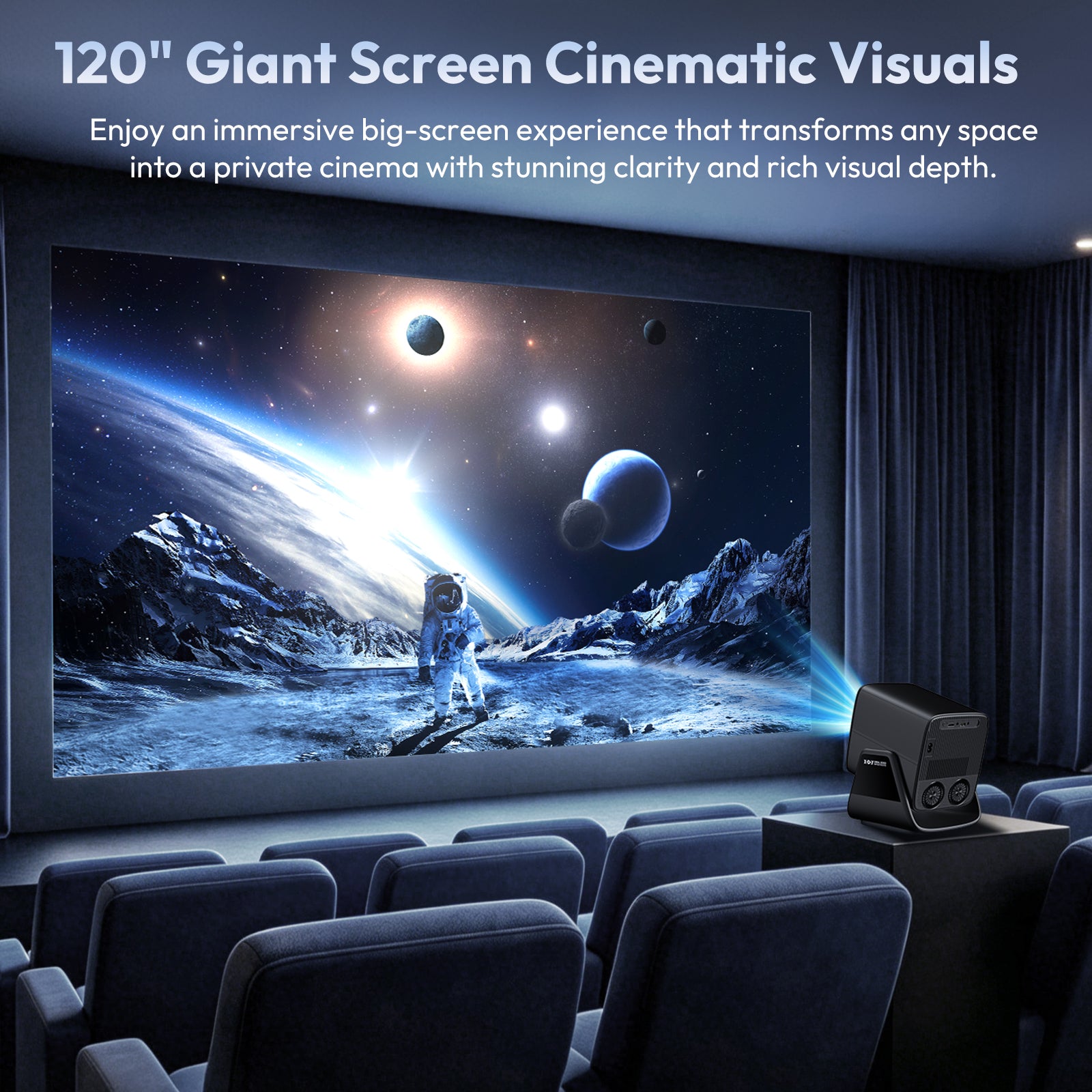 Gimbal A7 Cine Portable Projector Android 14 With Native 1080P WiFi 6 Bluetooth 5.4 Dolby Audio