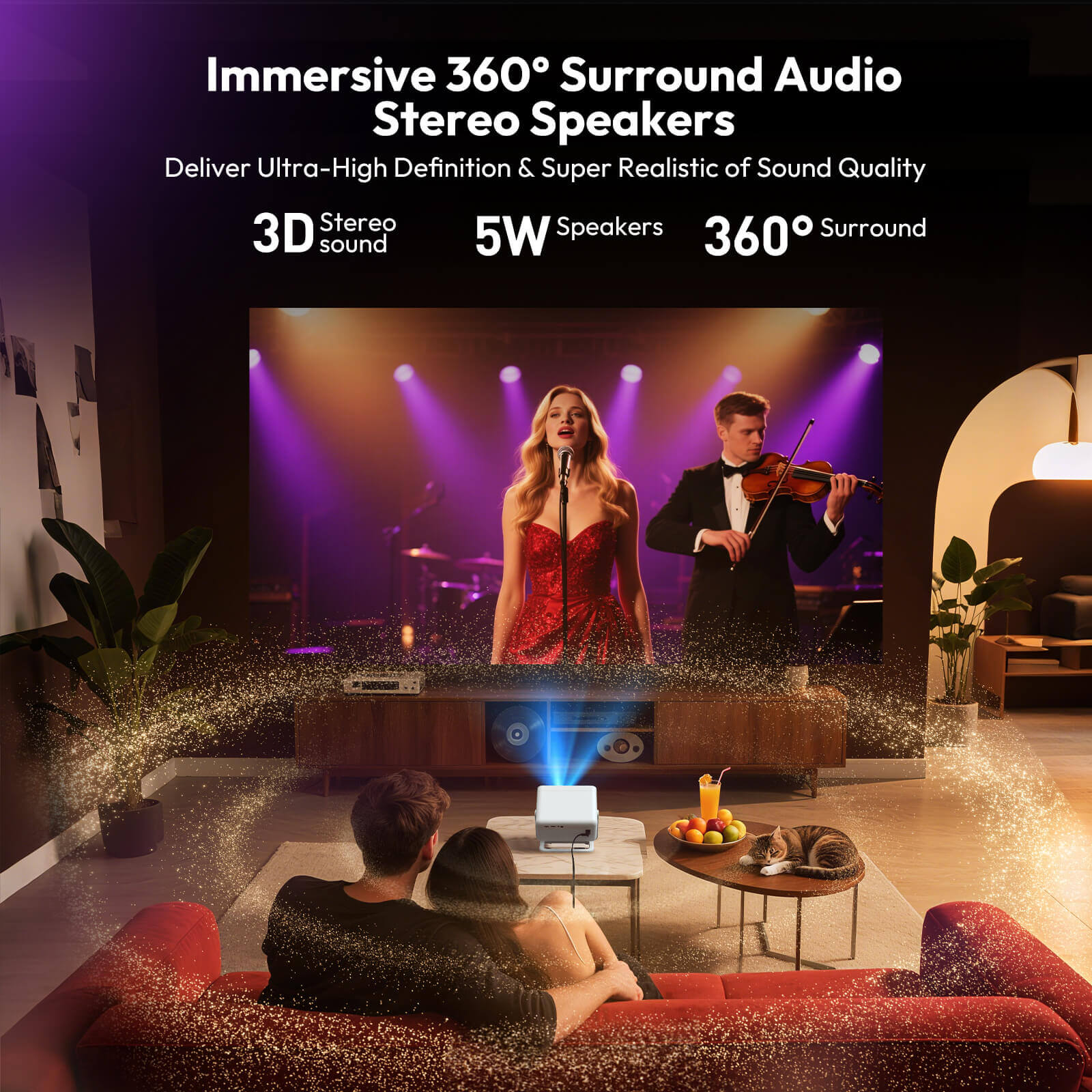 Gimbal N6 Pro Portable Projector With Native 1080P WiFi 6 & Bluetooth 5.4 32GB For Home Theater