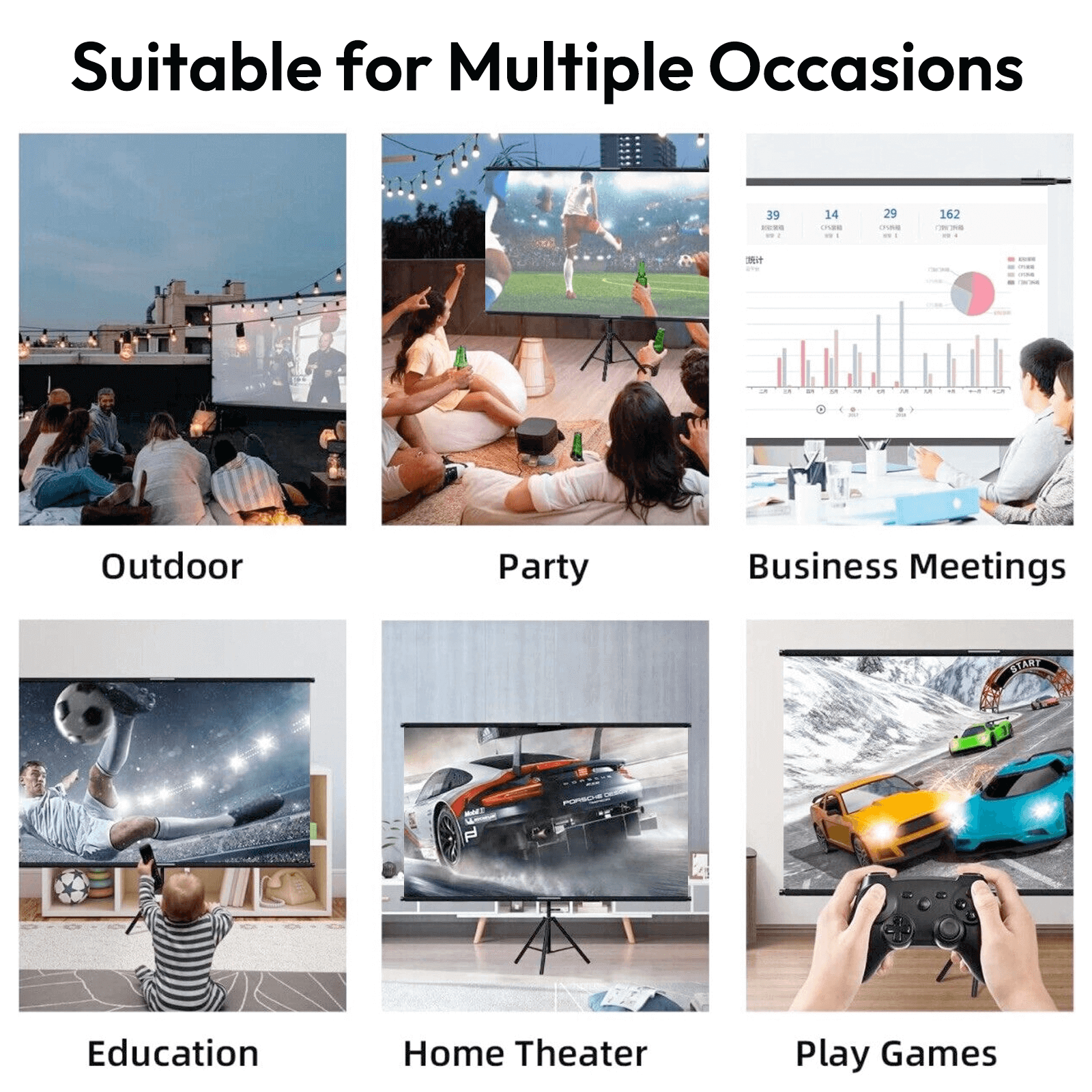 100" Foldable ALR Projection Screen | Portable Ambient Light Rejecting Screen for Home & Travel