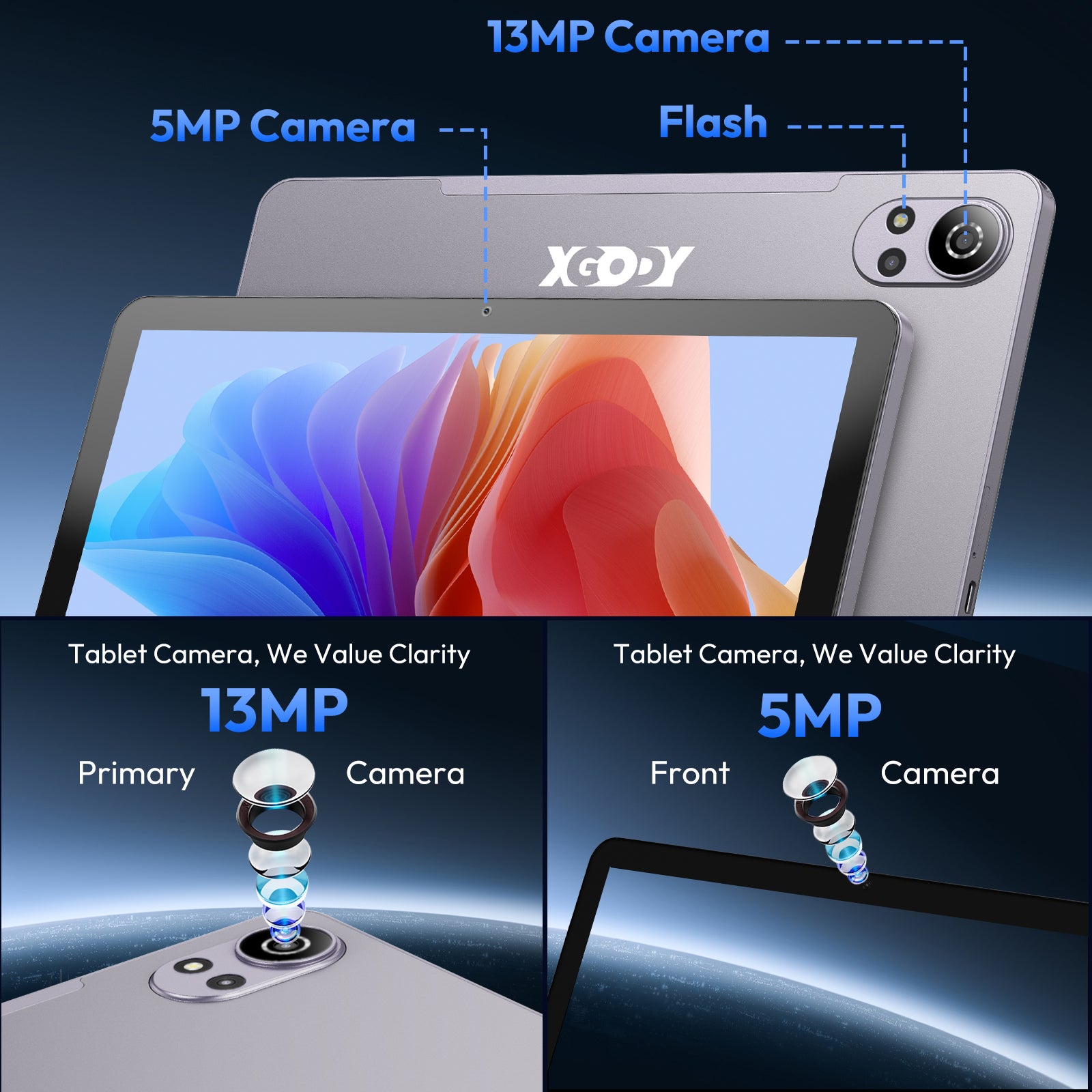 XGODY N05 Pro Android 16 Tablet 10.1" 24GB RAM 256GB ROM 2SIM 8000mAh Widevine L1 2-in-1 Tablet PC – Support 4G LTE