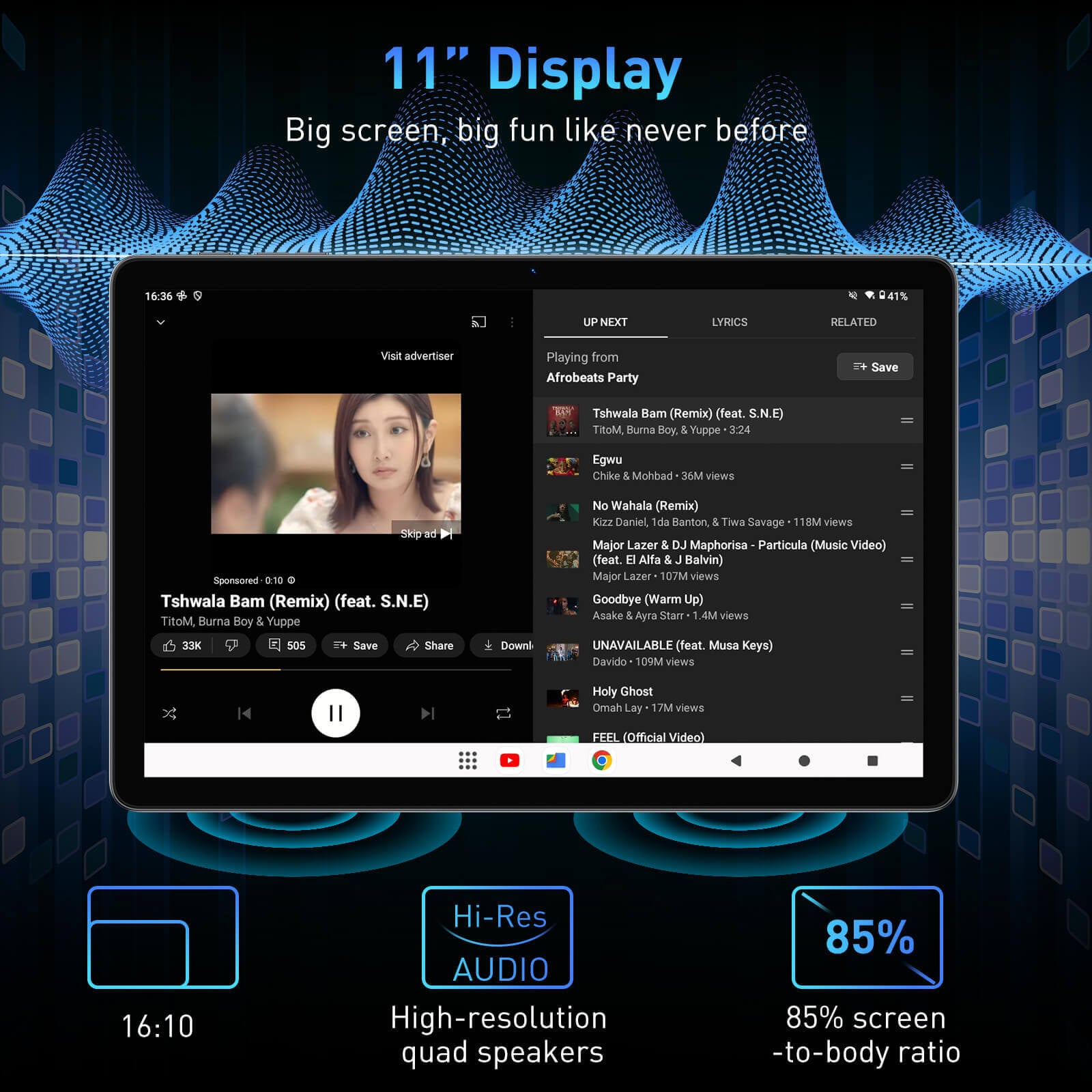 XGODY Q16 Tablet PC 11 Inch Tablet PC With Bluetooth, 4GB+128GB Storage, 8000 mAh Large Battery
