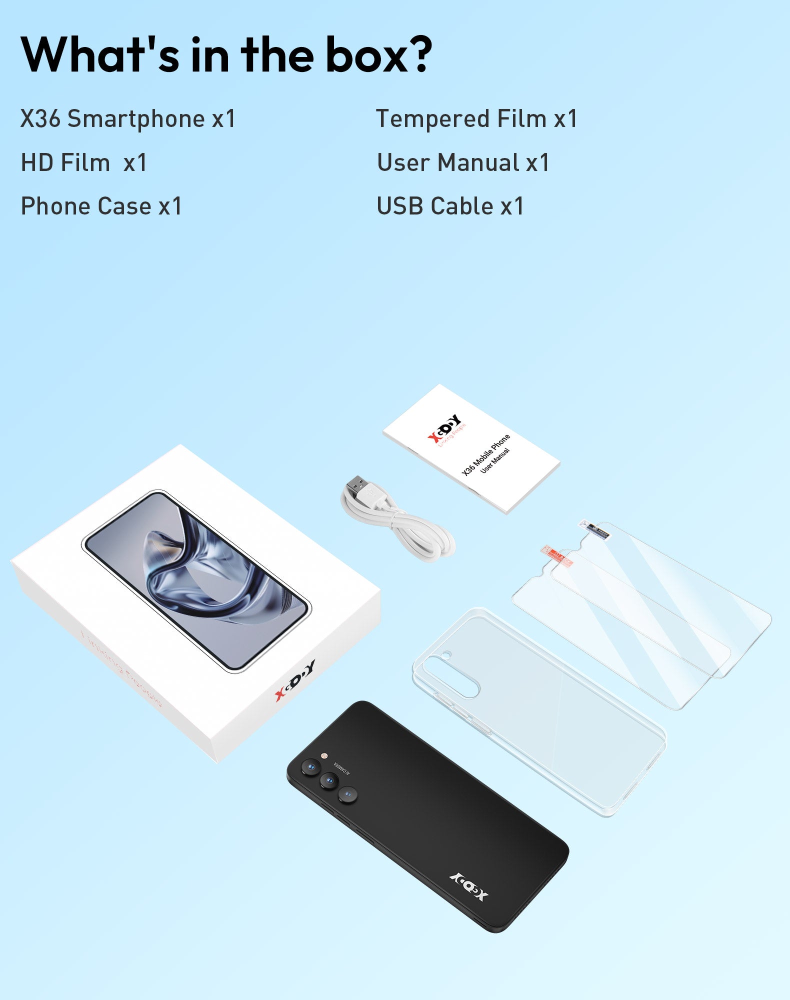 X36 6.5" Android 15 Unlocked 4G Android Phone | 4200mAh, Built-in Face Recognition, Dual SIM