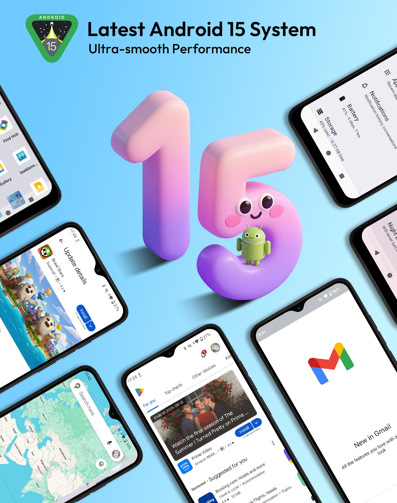 X36 6.5" Android 15 Unlocked 4G Android Phone | 4200mAh, Built-in Face Recognition, Dual SIM