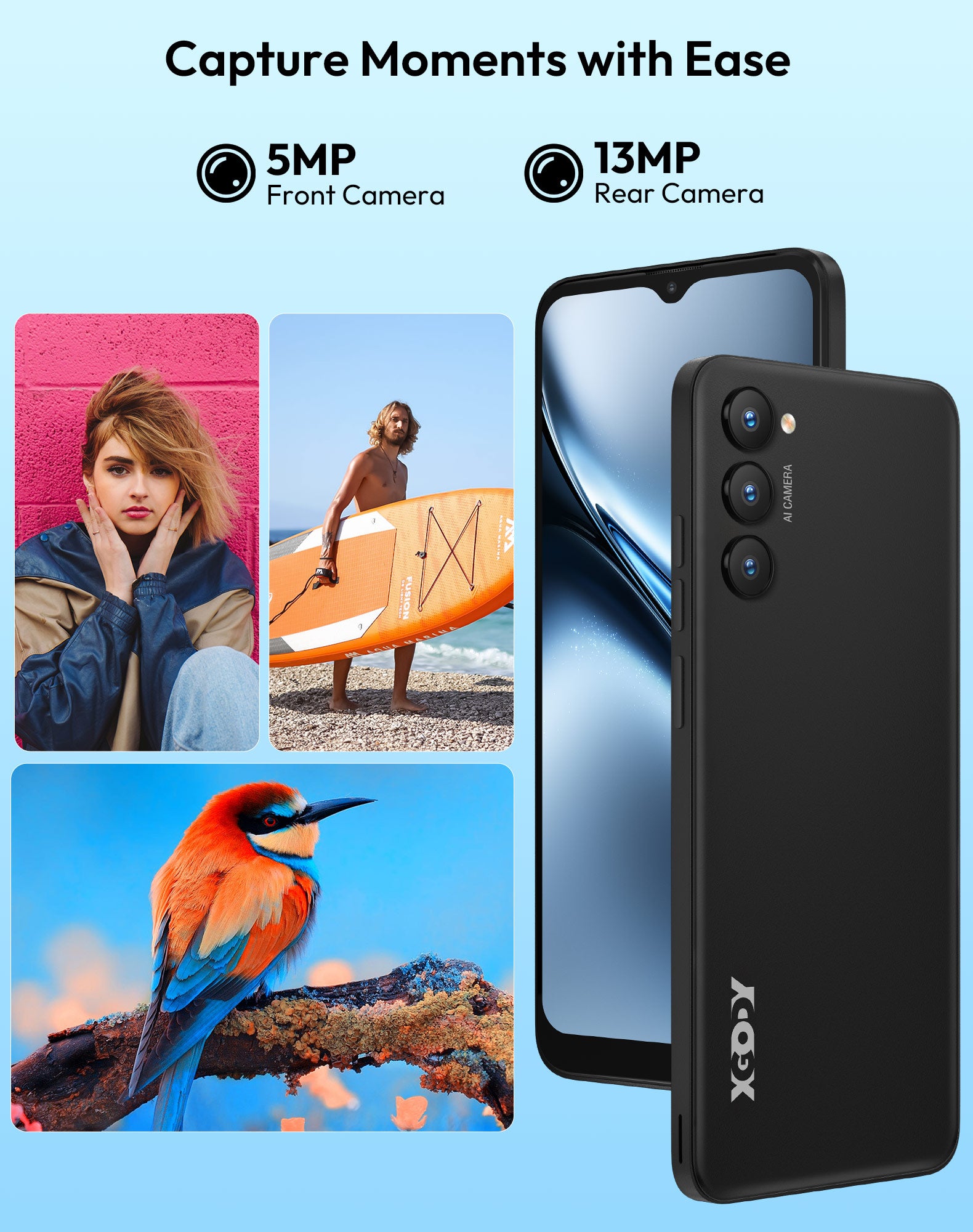 X36 6.5" Android 15 Unlocked 4G Android Phone | 4200mAh, Built-in Face Recognition, Dual SIM