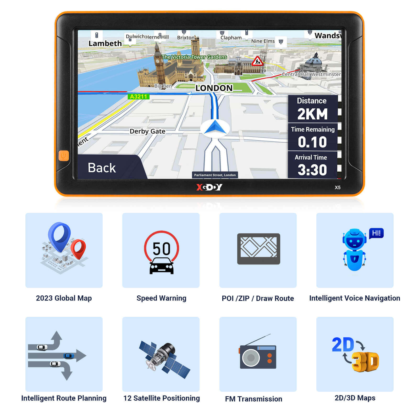 XGODY X5 BT/F 9'' GPS Navigation Bluetooth Camera