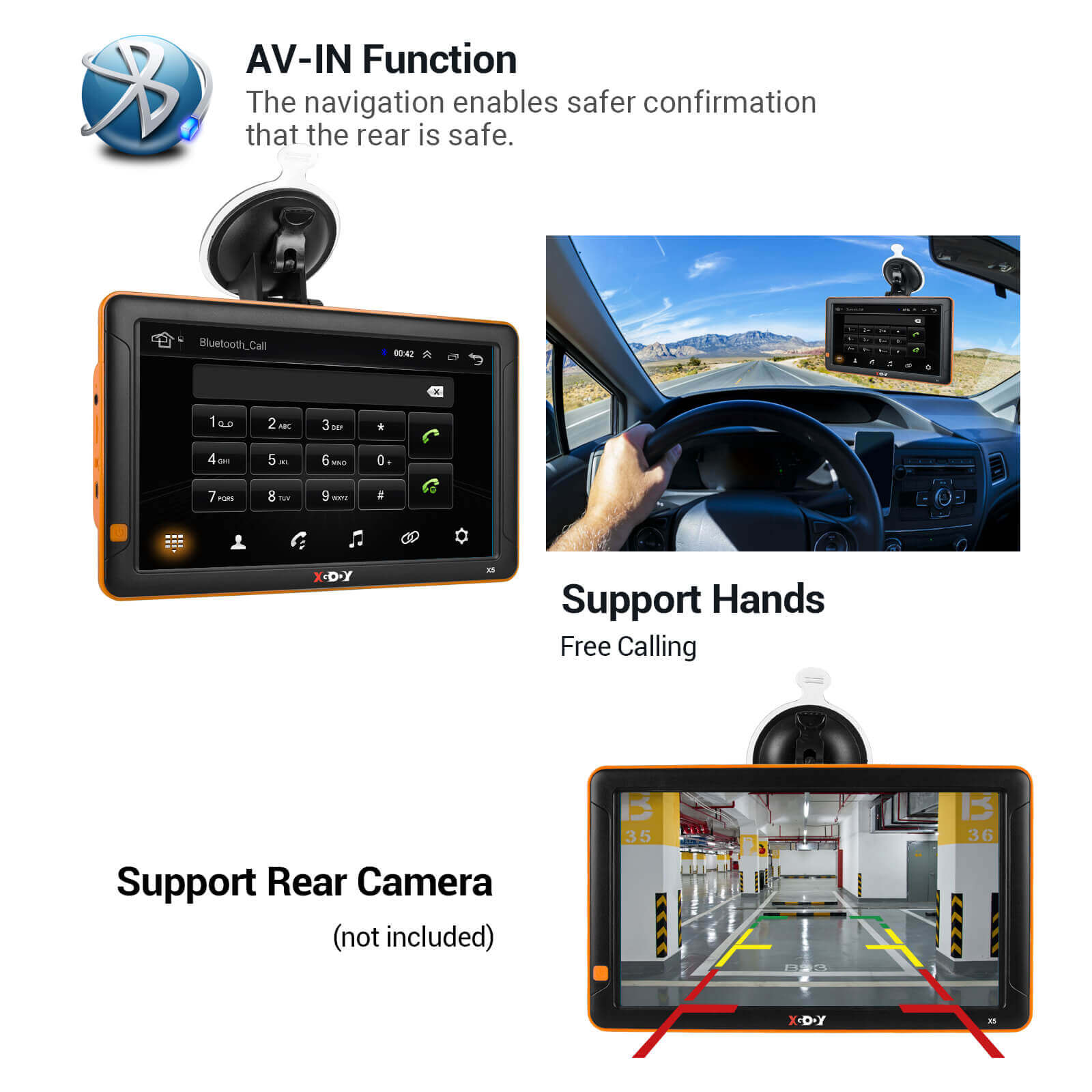 XGODY X5 BT/F 9'' GPS Navigation Bluetooth Camera
