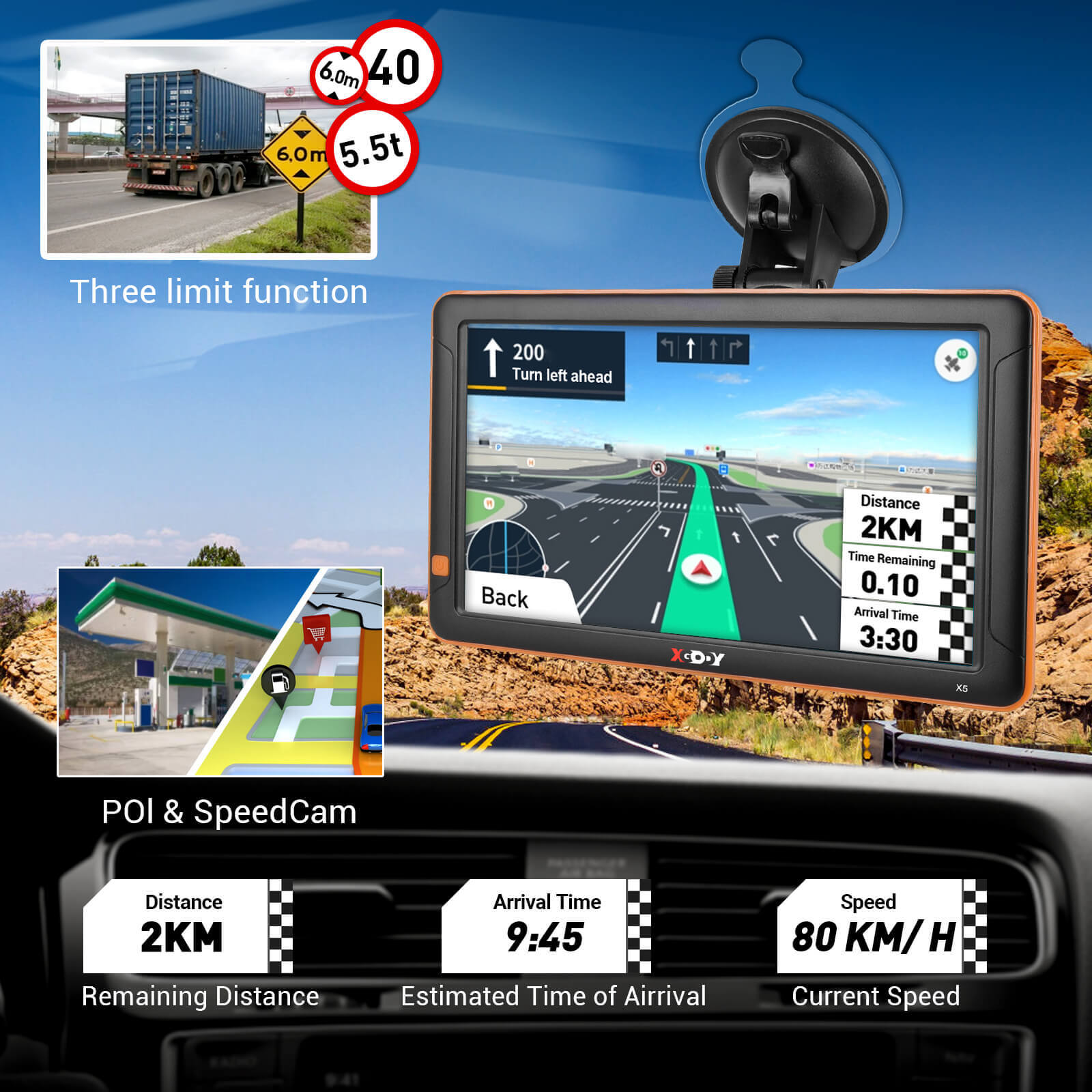 XGODY X5 BT/F 9'' GPS Navigation Bluetooth Camera