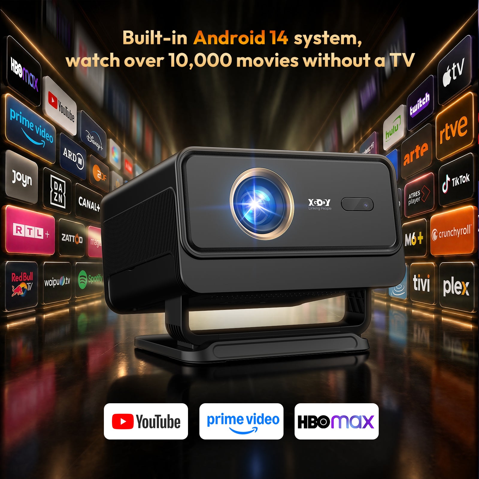 Gimbal A4 Portable Projector With Native 1080P WiFi 6 & Bluetooth 5.4 2*5W Speaker For Home Theater