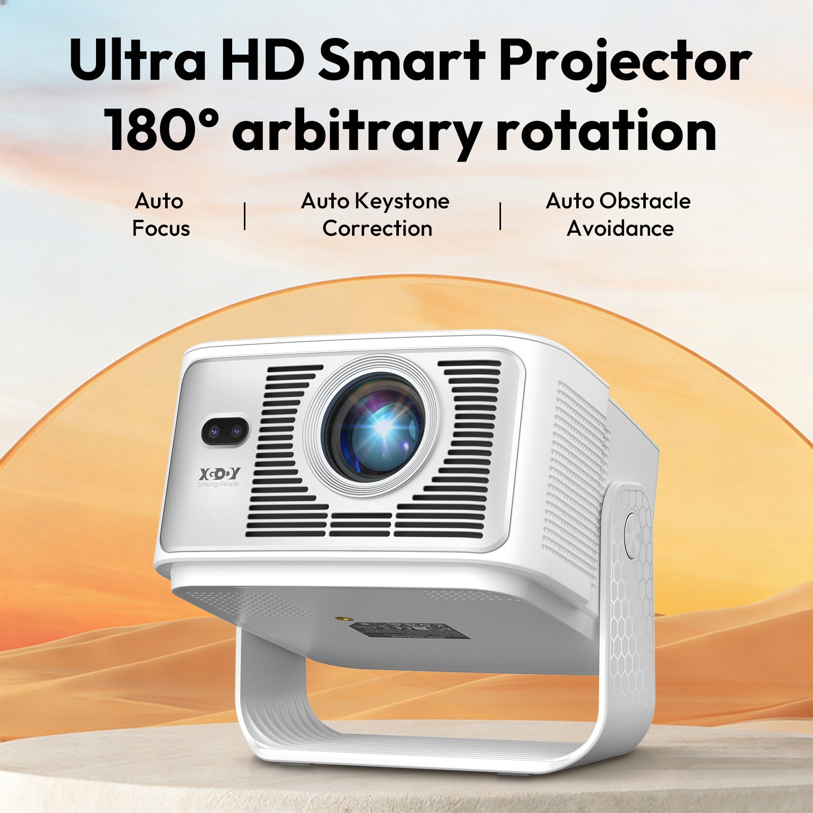 XGODY Gimbal 7 Portable Short-throw Projector, Android 14.0 System 8K