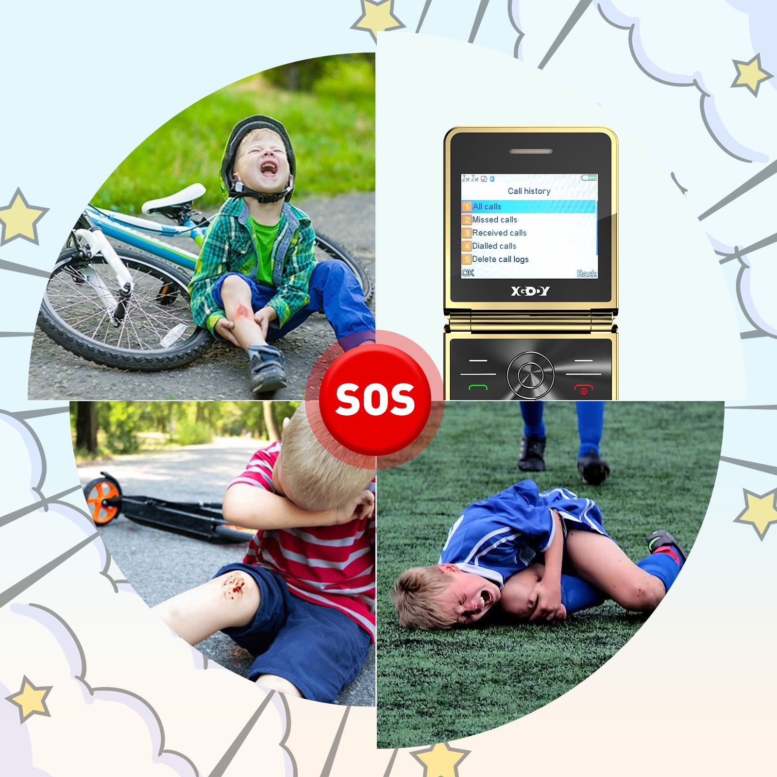 S200 2.4" Unlocked 2G Android Phone Foldable Phone | 5 Emergency call, Dual SIM, Bluetooth