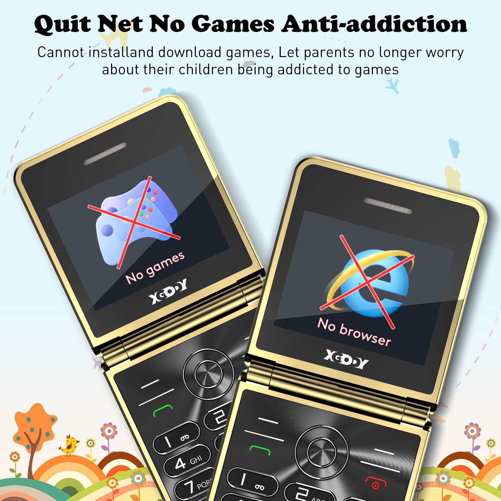 S200 2.4" Unlocked 2G Android Phone Foldable Phone | 5 Emergency call, Dual SIM, Bluetooth