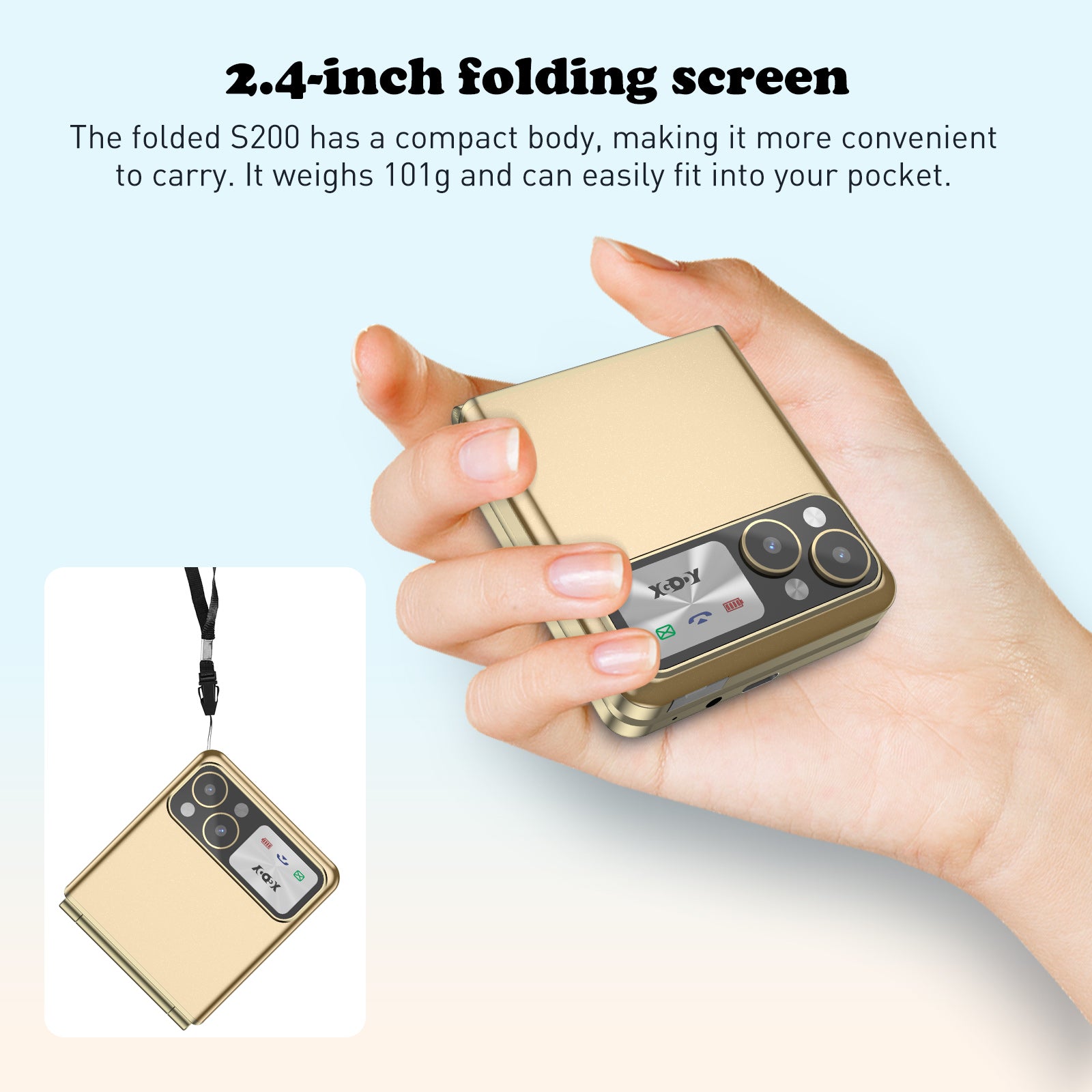 S200 2.4" Unlocked 2G Android Phone Foldable Phone | 5 Emergency call, Dual SIM, Bluetooth