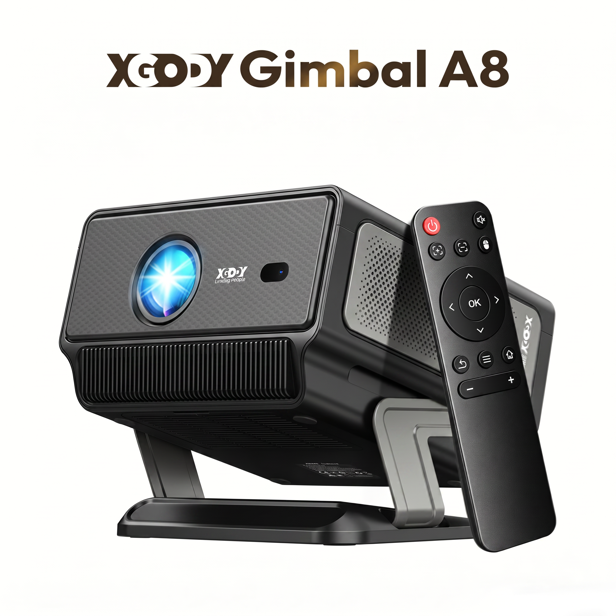 Gimbal A8 Portable Projector Android 14 With Native 1080P Support 8K Decode WiFi 6 & Bluetooth 5.4 Home Theater