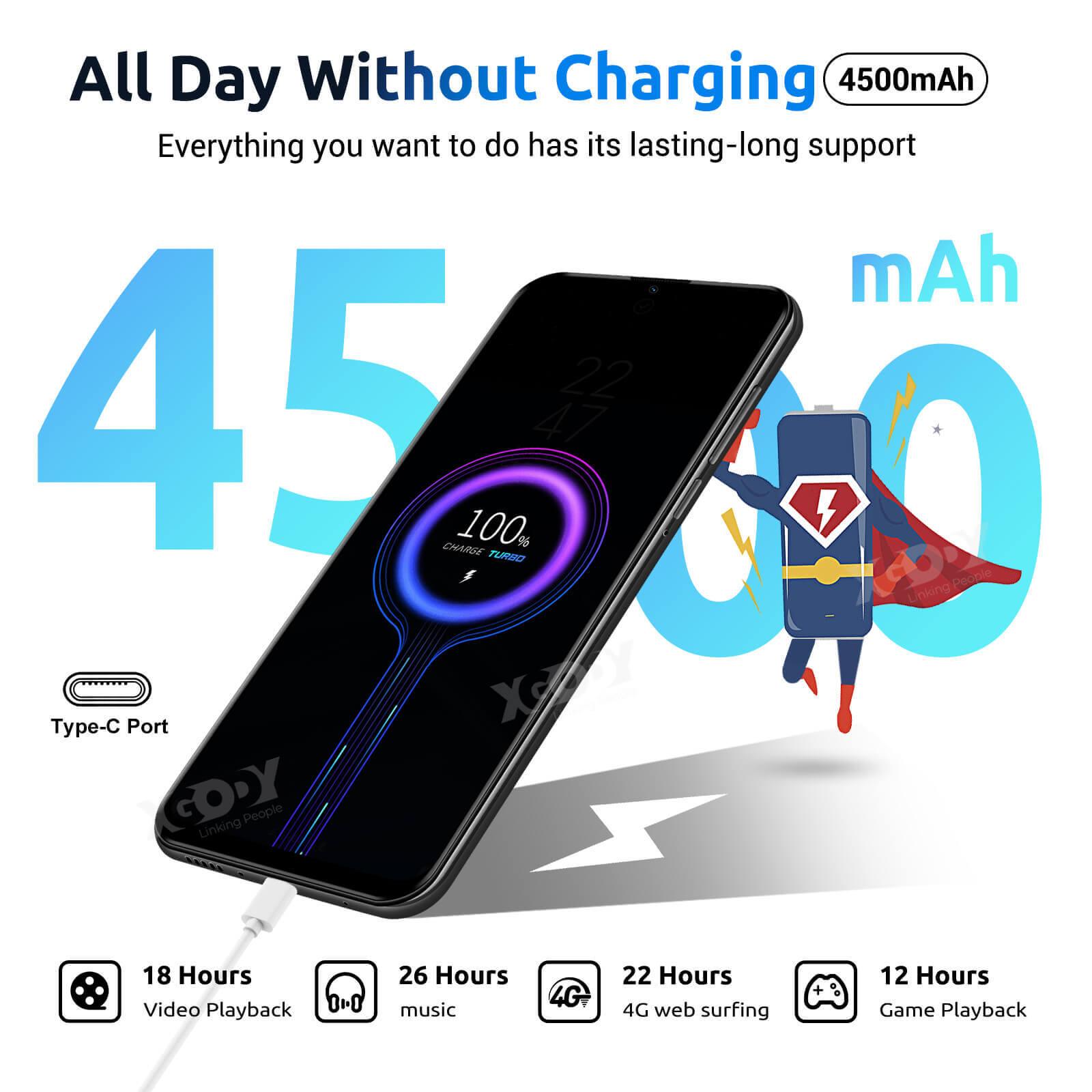 Cost-effective and Most worthwhile V50 6.5" Android 4G LTE Phone With Dual Sim Phones Unlocked And Free Android Phone Case - XGODY