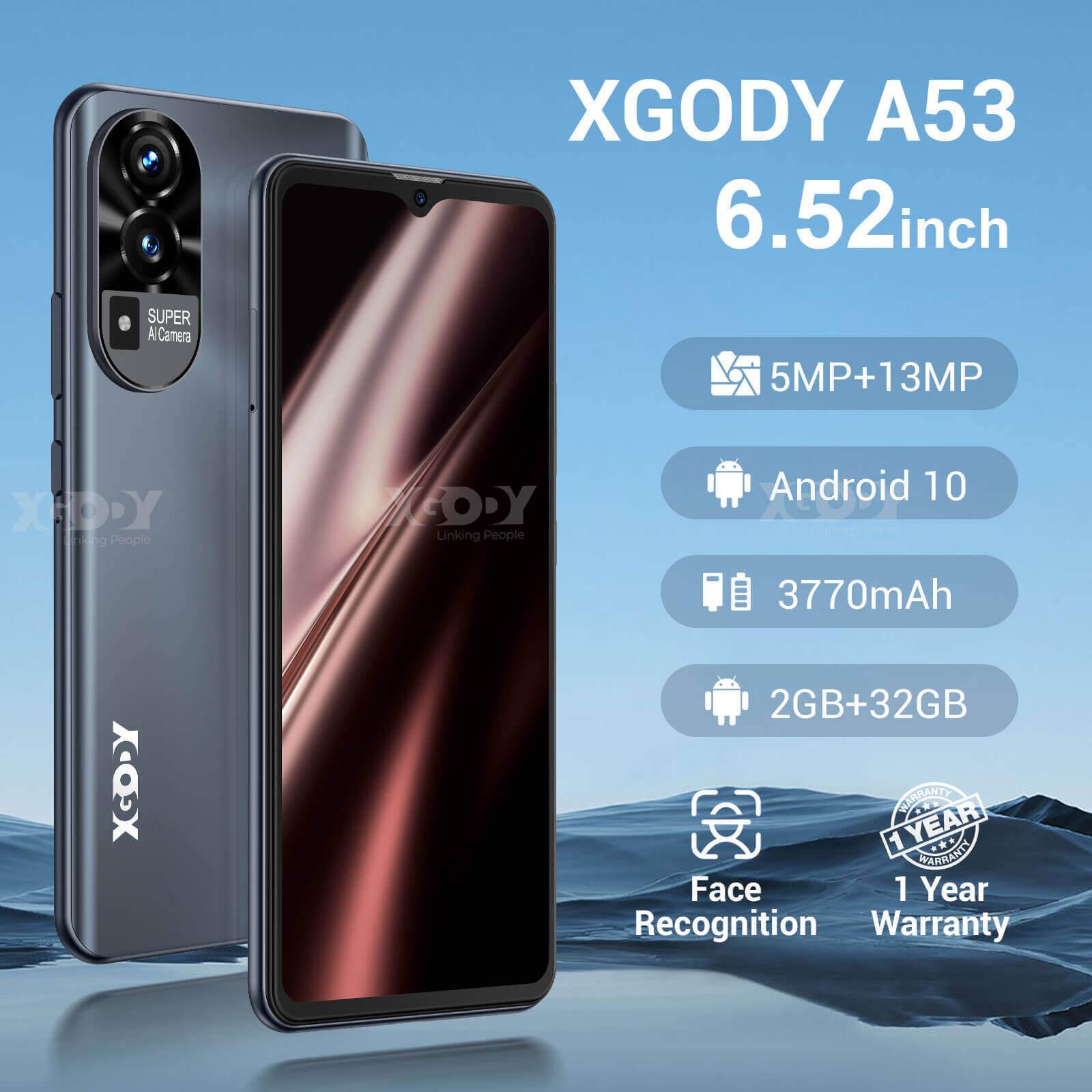 Cost-effective and Most worthwhile XGODY A53 Cellphone | 6.5" HD Display, Android 10.0, Dual Cameras, Face Unlock - XGODY