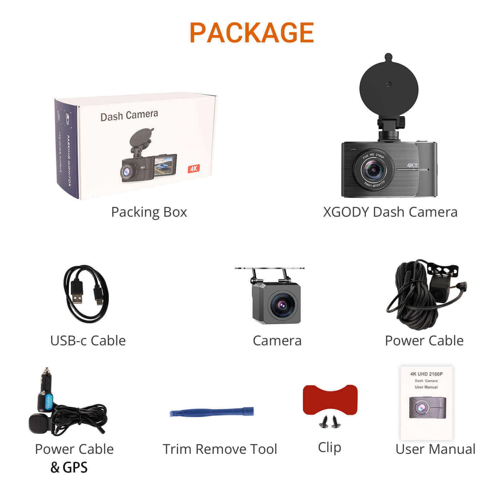 Cost-effective and Most worthwhile XGODY J402 Pro Dash Cam | 4K + 1080P Dual Lens, 24-Hour Monitoring, Night Vision - XGODY