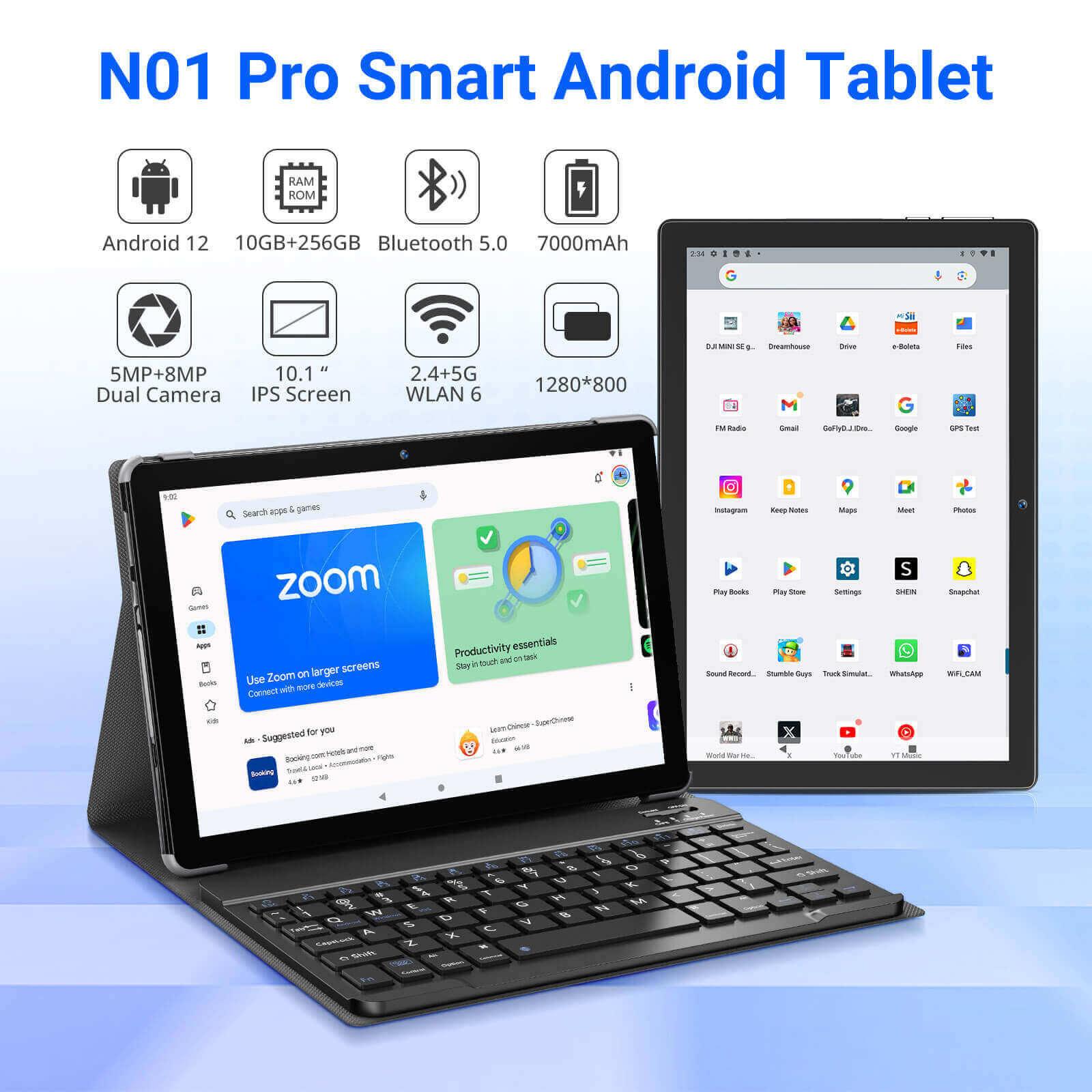 Cost-effective and Most worthwhile XGODY N01Pro 10.1-inch Android 12 Tablet | 10G+256G Memory | Dual Cameras | Dual-band WiFi - XGODY
