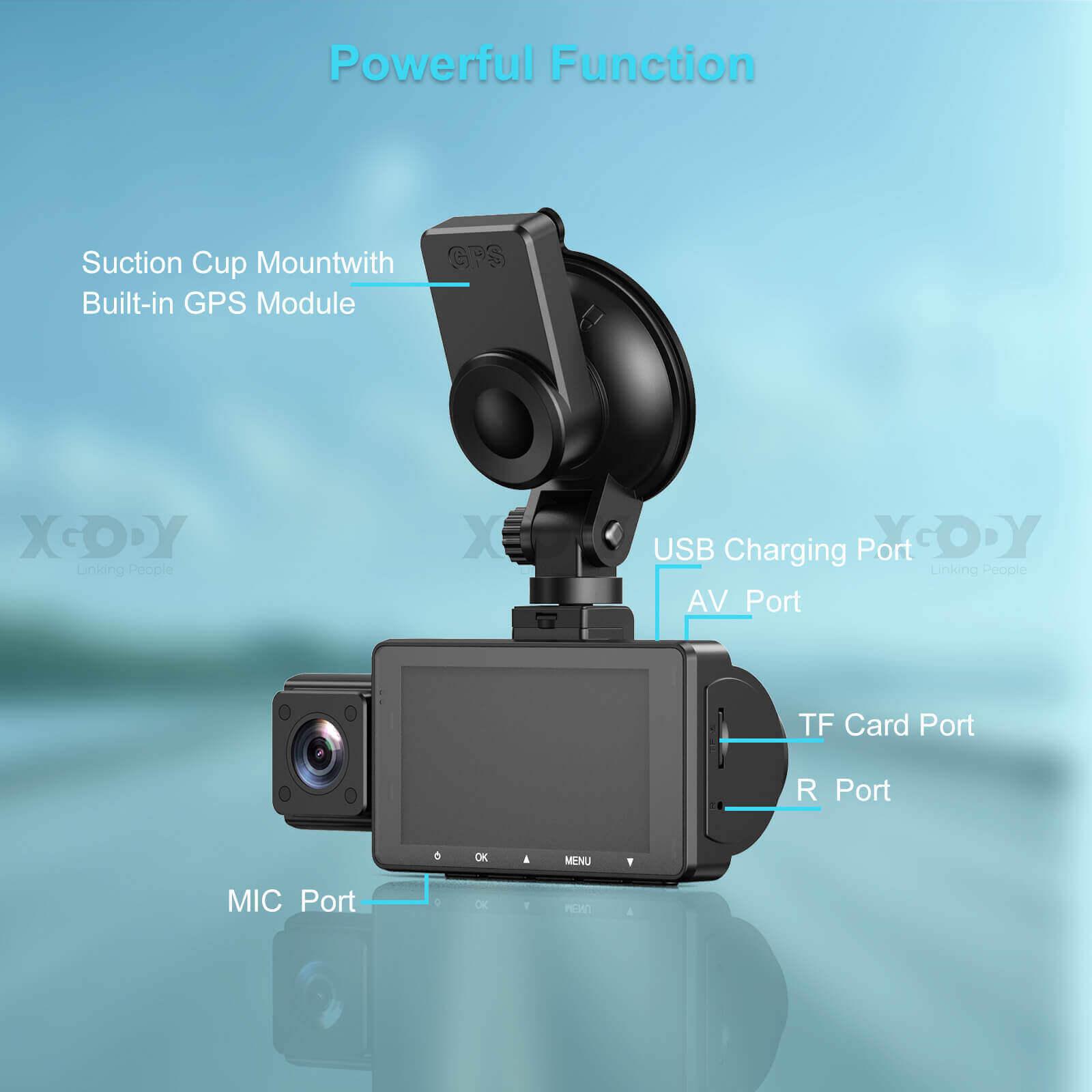 Cost-effective and Most worthwhile XGODY Q18 Triple | Lens Dash Cam | 2K Front + Dual 1080P Rear, 24-Hour Monitoring, Night Vision - XGODY