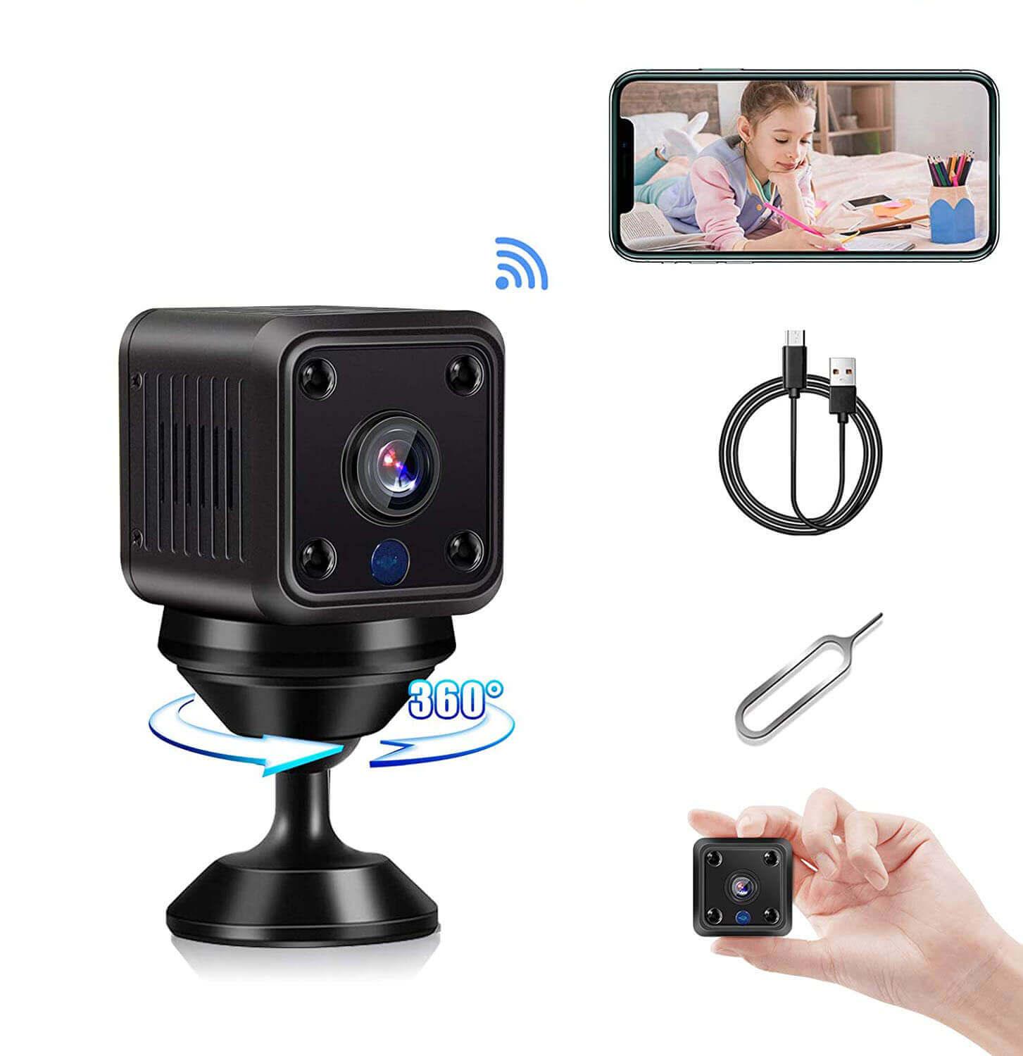 Mini Camera 360° Wireless HD Surveillance Camera with Battery, Motion