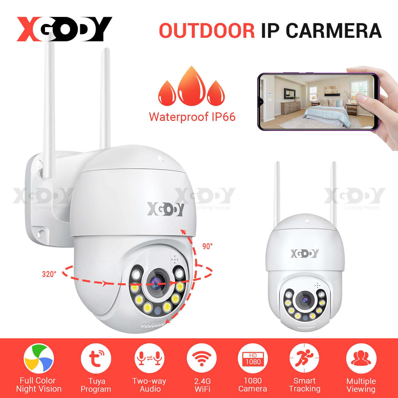 XGODY PTZ Camera 360° Home Security Cameras Oudoor 1080P IP66 Waterpro