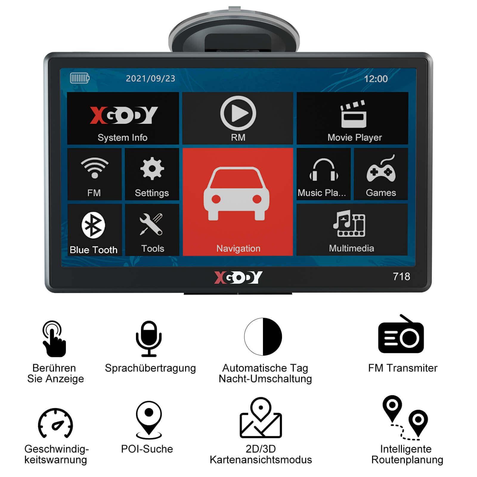Cost-effective and Most worthwhile XGODY Sat Nav 718 GPS Navigation System For Car Truck with Voice Direction Guidance Speed Camera Warning - XGODY