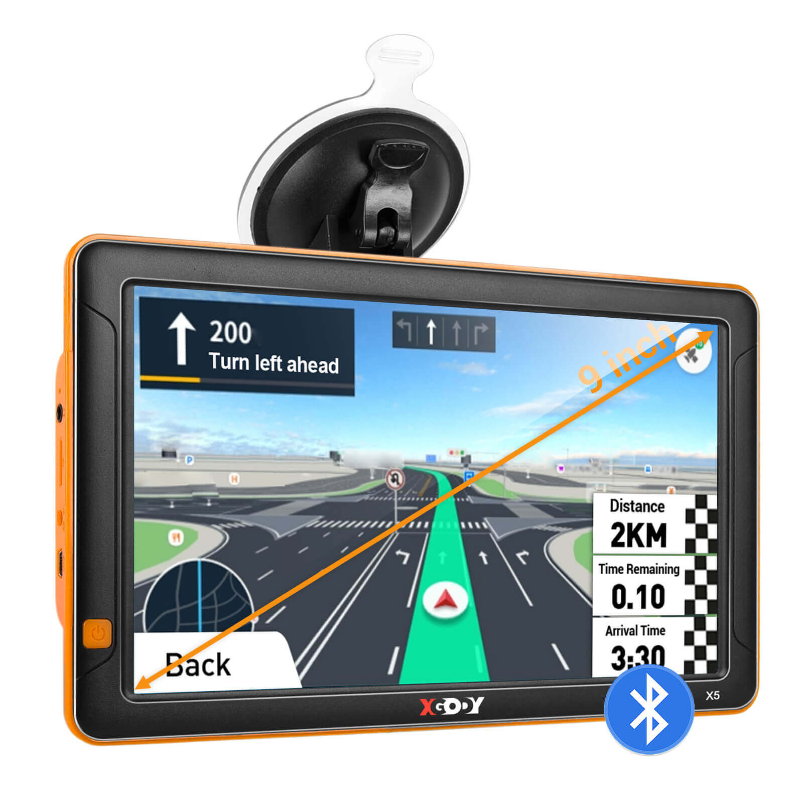 XGODY X5 BT/F 9'' Fotocamera Bluetooth con navigazione GPS