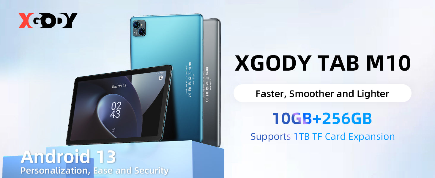XGODY M10 10.1-inch HD Android 13.0 Tablet | 6GB+256GB | 13MP Camera