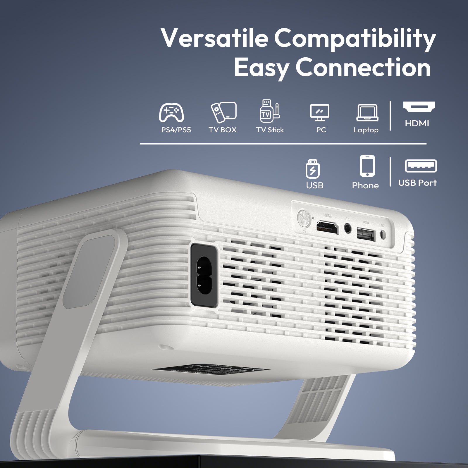 XGODY Gimbal A1 Smart Projector - Android 14, WiFi 6, Bluetooth 5.4 | Auto Focus & 6D Auto Keystone | 4K Supported 1080P Portable Movie Projector