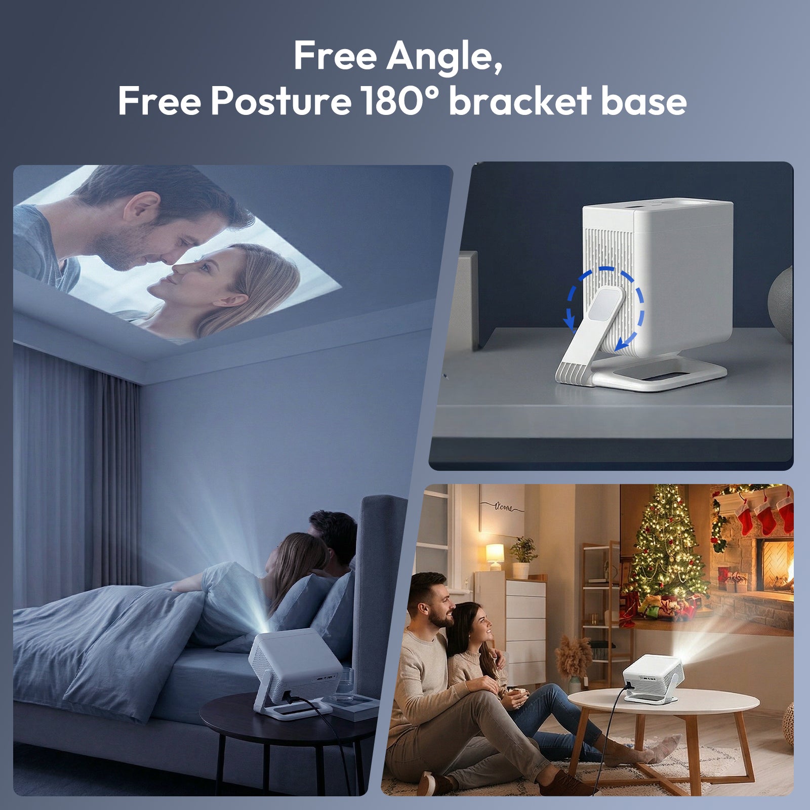 XGODY Gimbal A1 Smart Projector - Android 14, WiFi 6, Bluetooth 5.4 | Auto Focus & 6D Auto Keystone | 4K Supported 1080P Portable Movie Projector