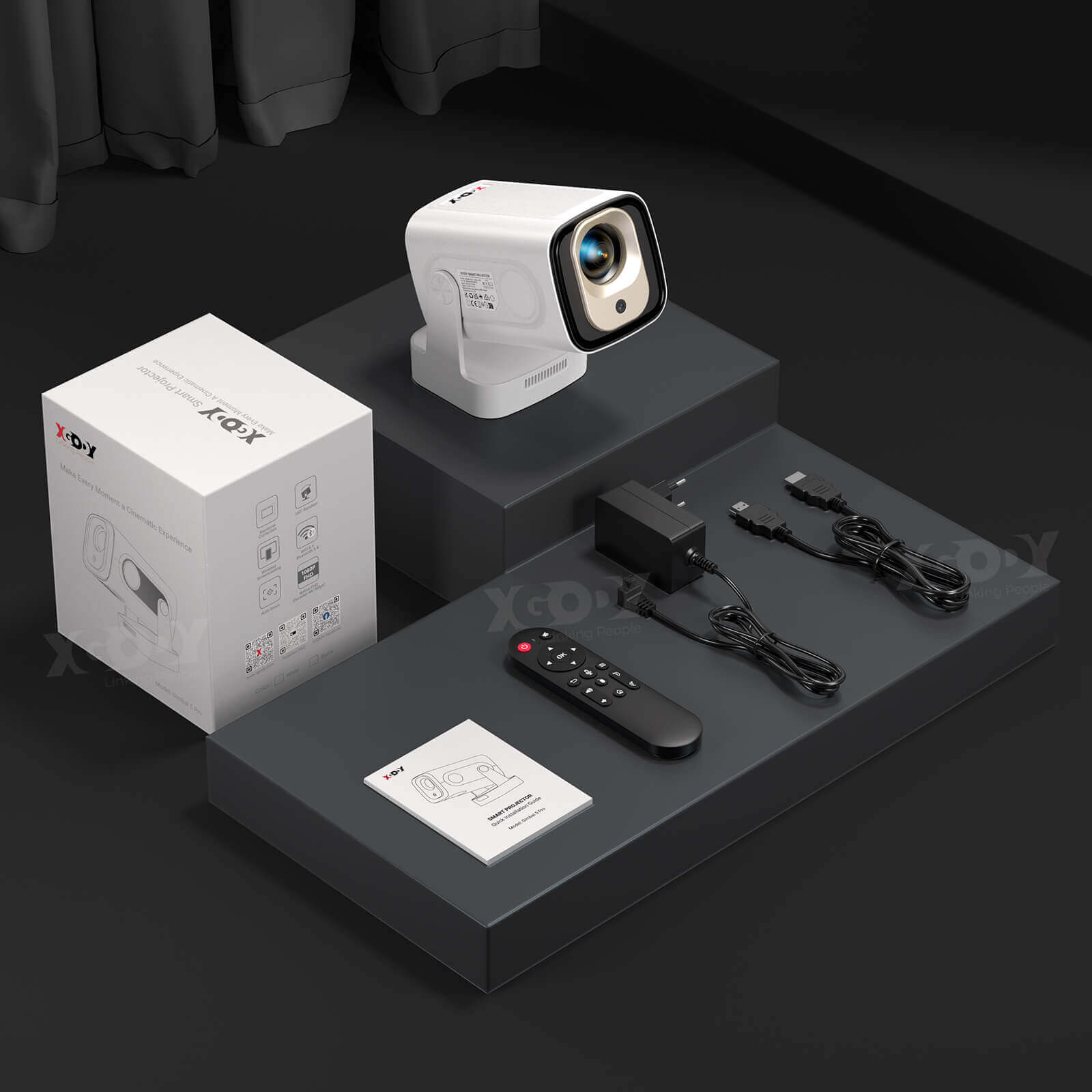 Gimbal 5 PRO: Portable Projector Android 11.0, Native 1080P, WiFi 6 & Bluetooth 5.4 Built-in Stereo Speaker