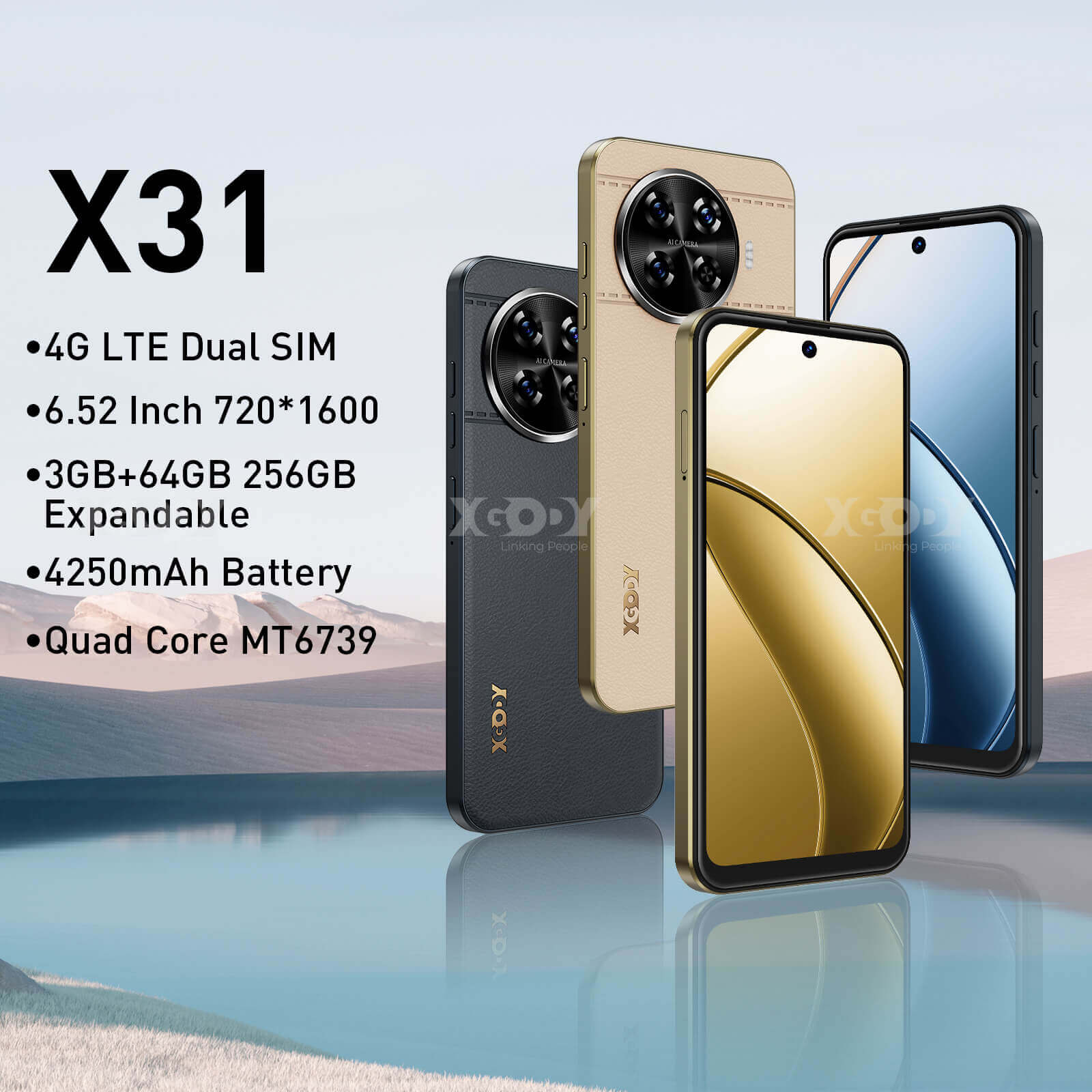 XGODY X31 6.5" 4G LTE Smartphone, Supports Face Unlocking, Built-in 3+64G Memory