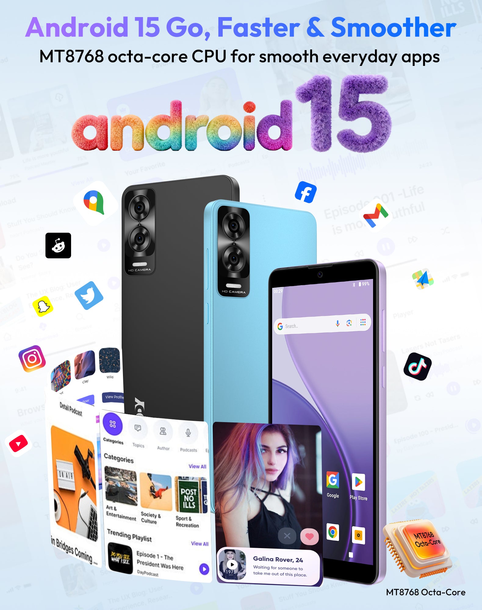 X33 6" Android 15 Go Unlocked 4G Android Phone |, 3000mAh, Bluetooth 5.0 DualSIM+microSDcardslot