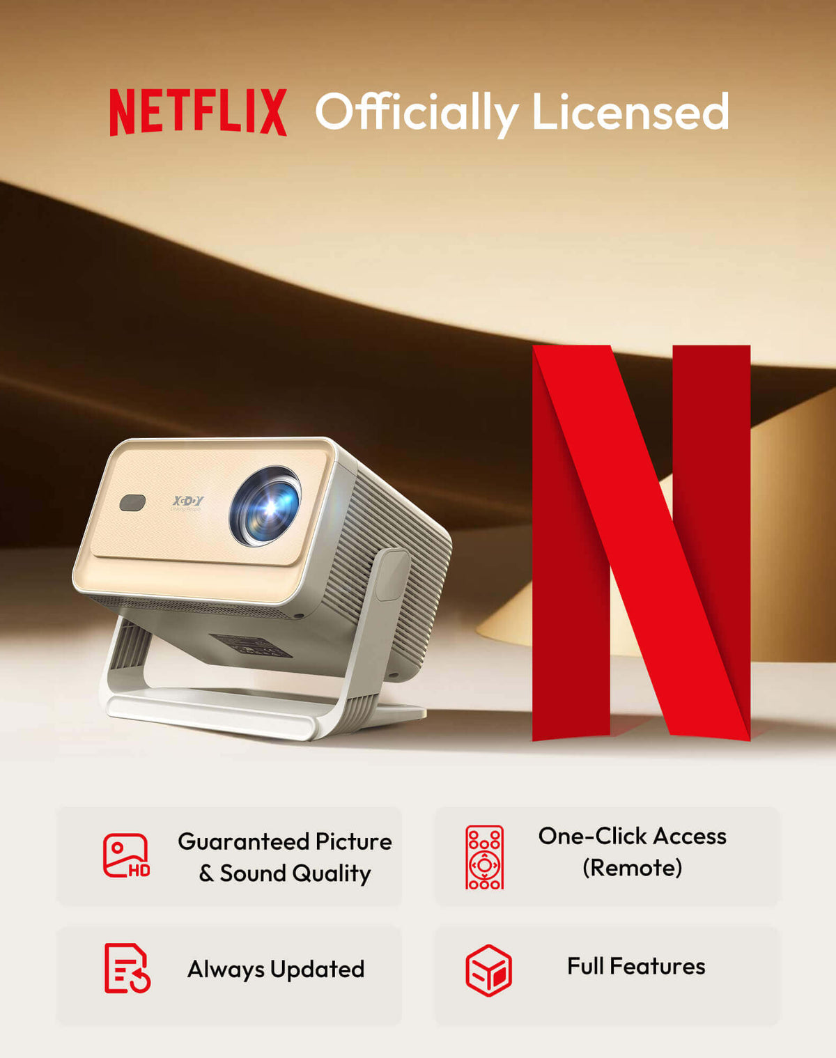 Gimbal N6 Pro Portable Projector With Native 1080P WiFi 6 & Bluetooth