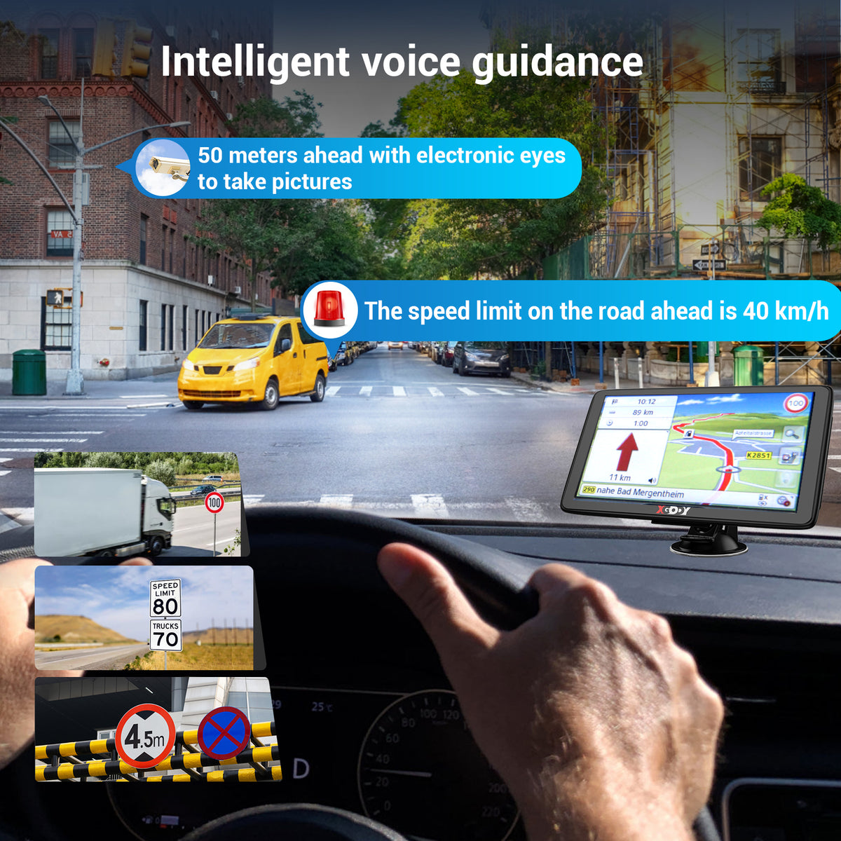 Lifetime Free Map Update Sat Nav 7inch Truck GPS with Bluetooth AV-in ...
