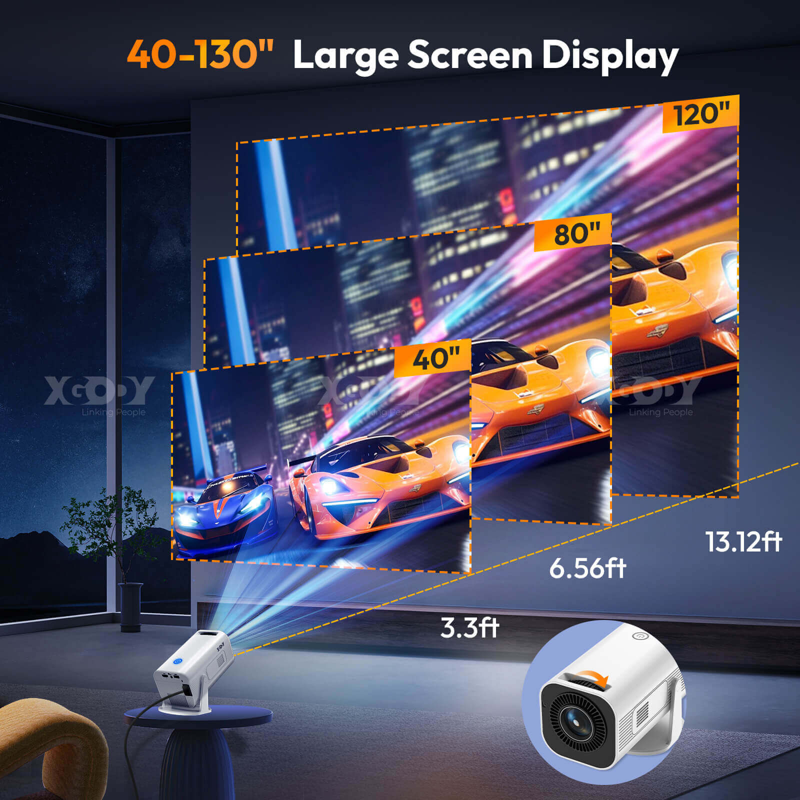 Gimbal M1 Portable 1080P HD Projector With WiFi 6 and Bluetooth 5.2, For Home Entertainment.