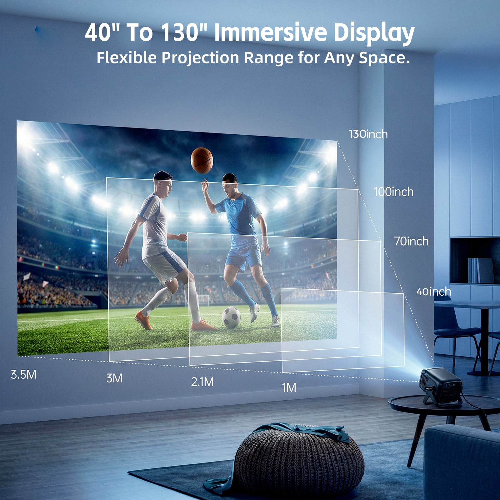 XGODY A5 Smart Gimbal Projector - Native 1080P FHD, 450 ANSI, Android 14, Auto Focus & Keystone, 135° Rotation Portable Movie Projector