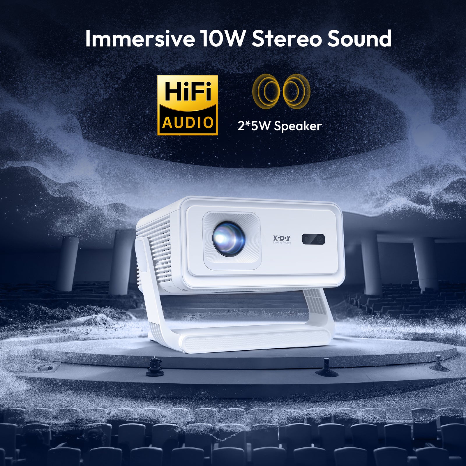 XGODY Gimbal A1 Smart Projector - Android 14, WiFi 6, Bluetooth 5.4 | Auto Focus & 6D Auto Keystone | 4K Supported 1080P Portable Movie Projector