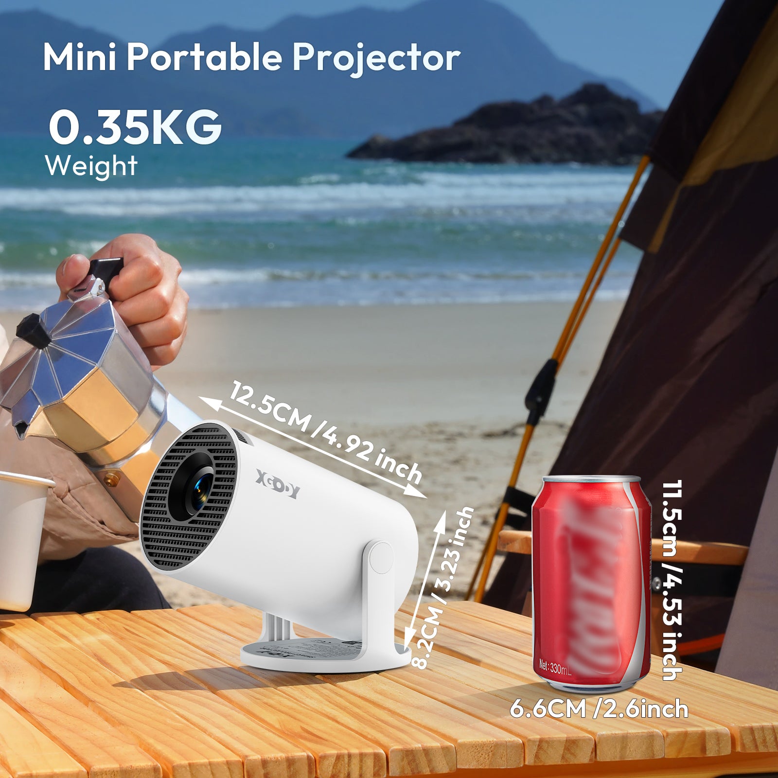 XGODY Gimbal 3 NEW Portable Short-throw Projector, Android 14.0 System 8K Support