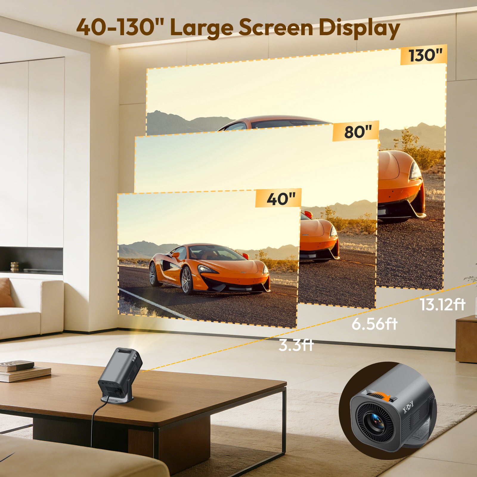 Gimbal 3 Pro Portable Projector With Native 720P WiFi 6 & Bluetooth 5.