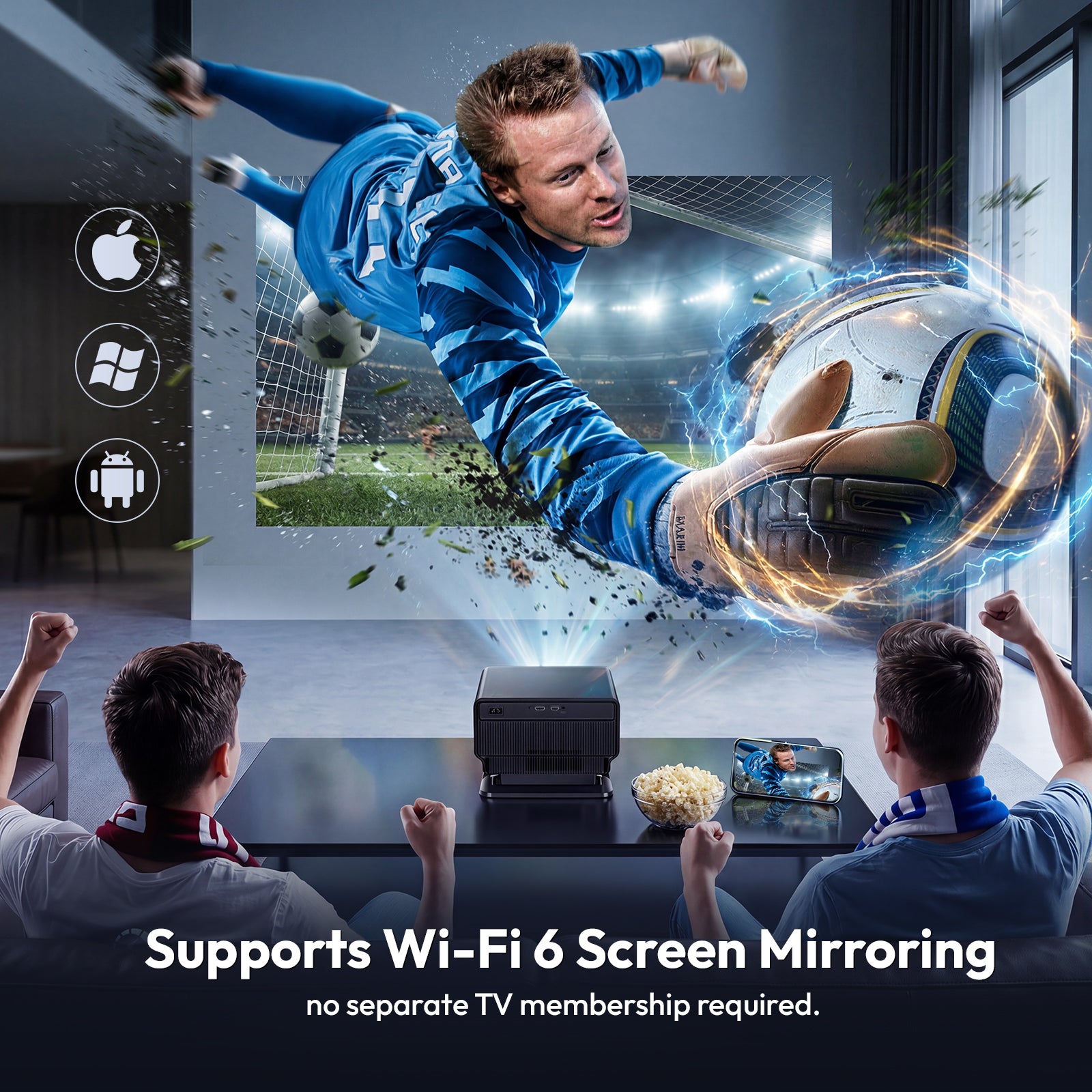 Gimbal A8 Portable Projector Android 14 With Native 1080P Support 8K Decode WiFi 6 & Bluetooth 5.4 Home Theater