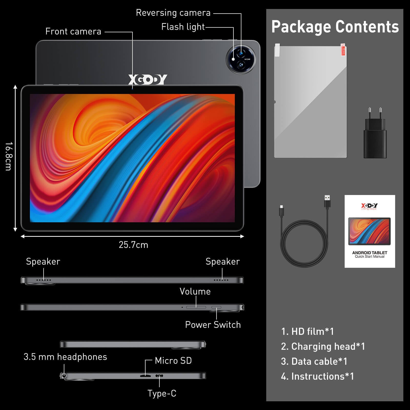 XGODY Q16  Tablet PC 11 Inch Tablet PC With Bluetooth, 4GB+128GB Storage, 8000 mAh Large Battery