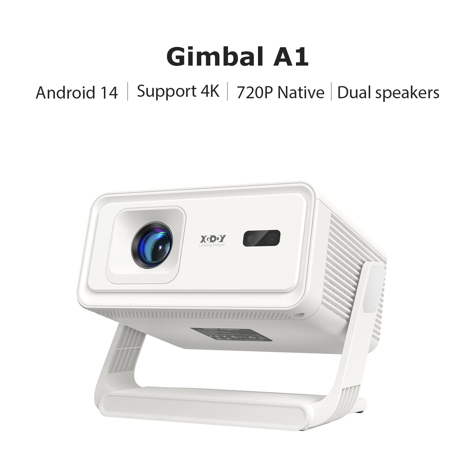 XGODY Gimbal A1 Smart Projector - Android 14 | 6D Auto Keystone | 4K Supported Dual Speakers