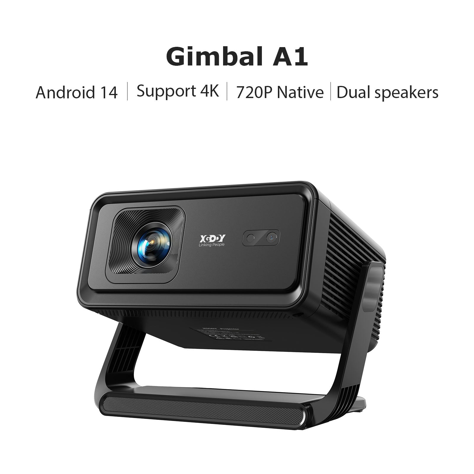 XGODY Gimbal A1 Smart Projector - Android 14 | 6D Auto Keystone | 4K Supported Dual Speakers