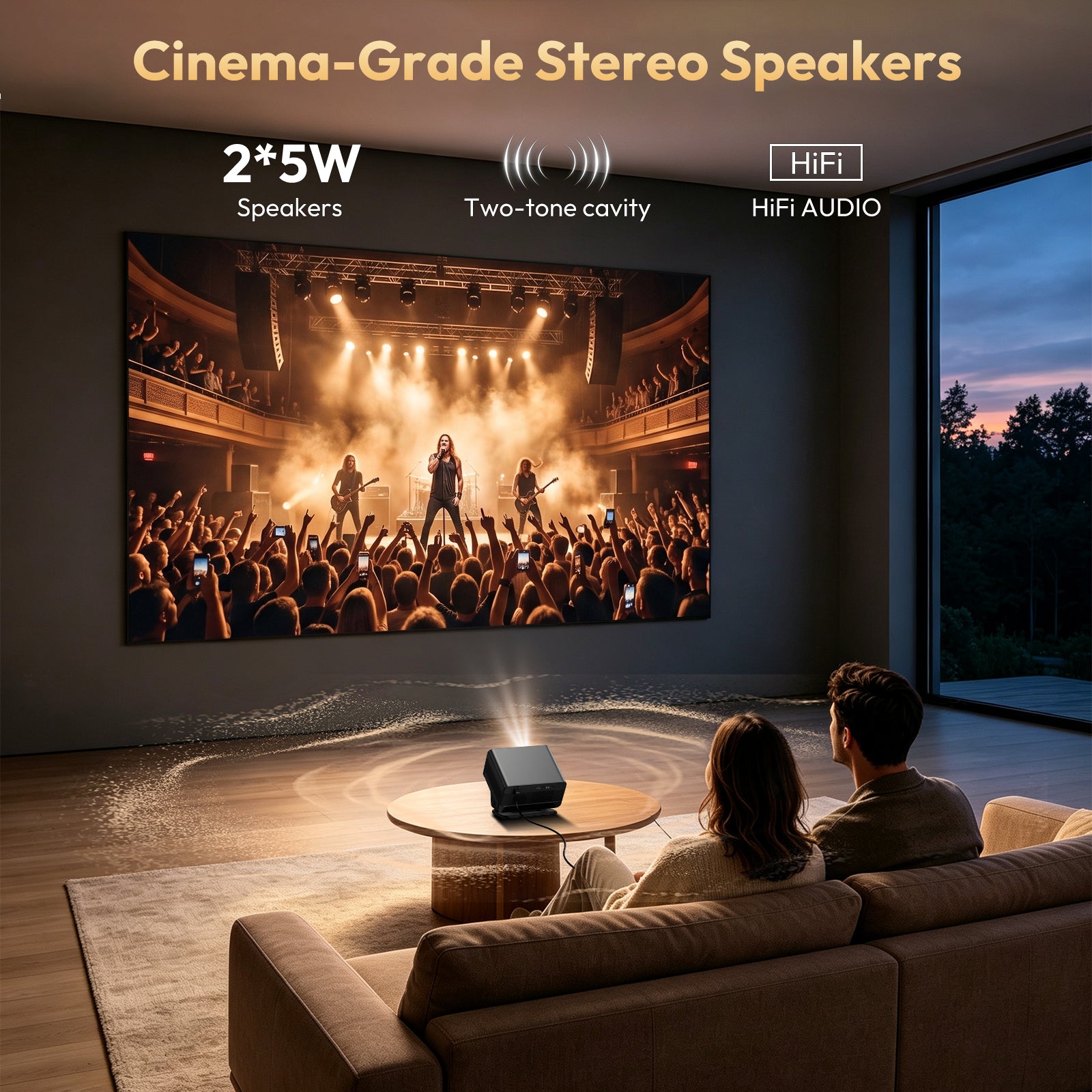 Gimbal A4 Portable Projector With Native 1080P WiFi 6 & Bluetooth 5.4 2*5W Speaker For Home Theater