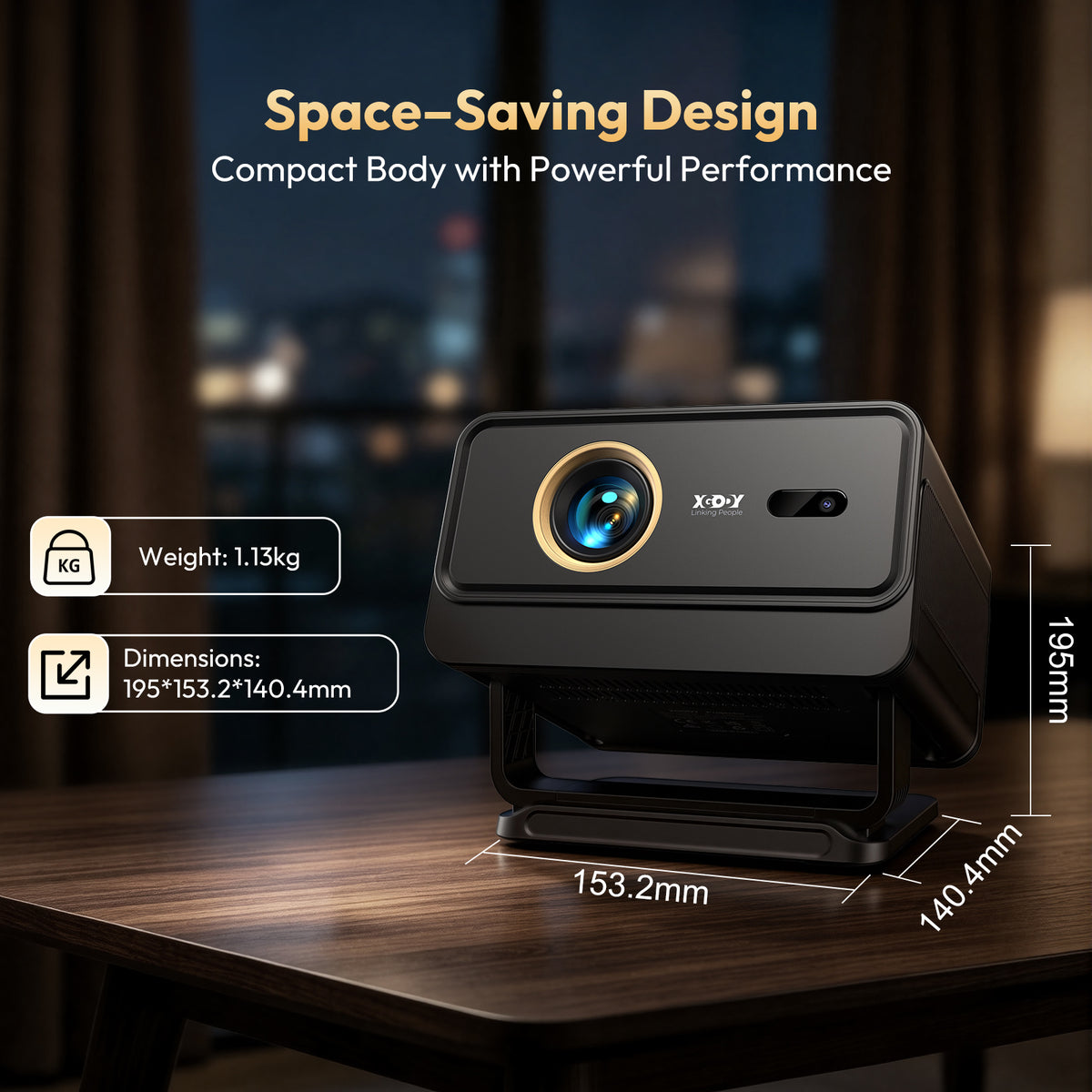 Gimbal A4 Portable Projector With Native 1080P WiFi 6 & Bluetooth 5.4 2*5W Speaker For Home Theater