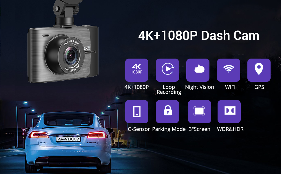 TYPE S S402 Ultra HD 4K Dual View Dashcam with FHD Cabin View Cam